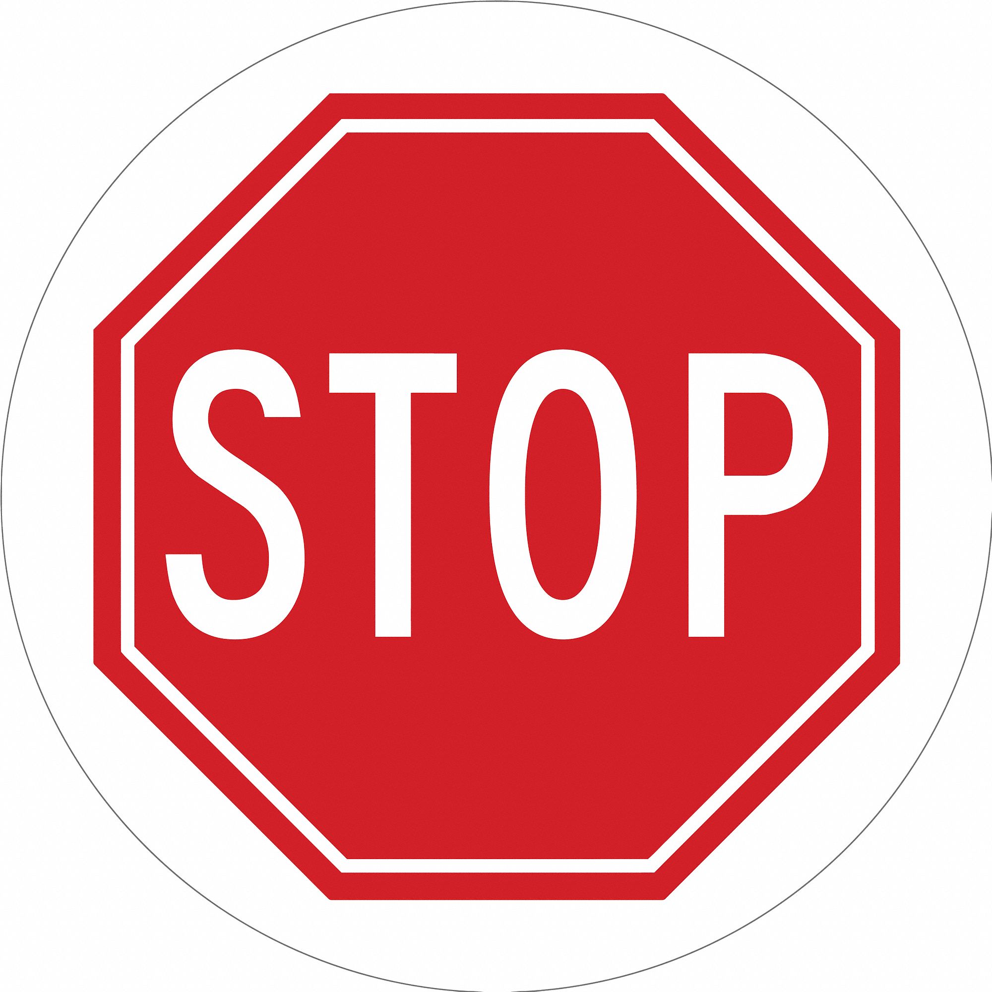 STOP-Floor Sign 18 Dia White/Red