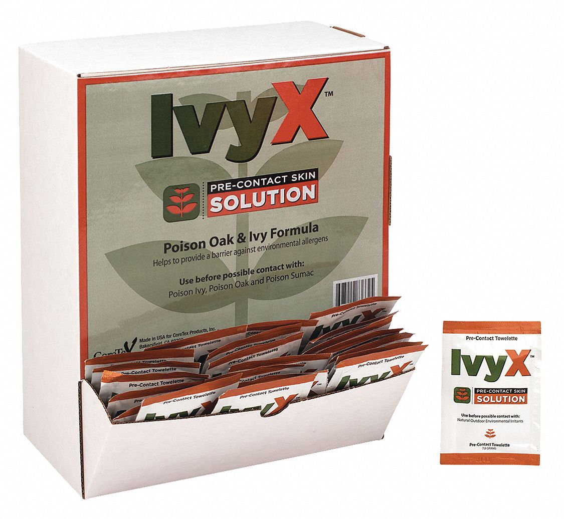 Pre-Contact Towelettes: Liquid Solution, Box/Wrapped Packets, IvyX Pre-Contact Barrier, 50 PK
