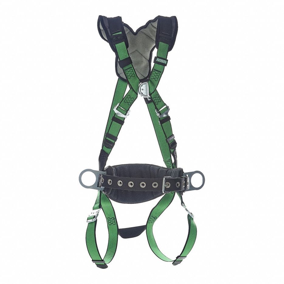 HARNESS, V-FORM PLUS, 400 LB CAPACITY, BACK/CHEST/HIP D-RINGS, GREEN, SUPER XL, POLYESTER/STEEL