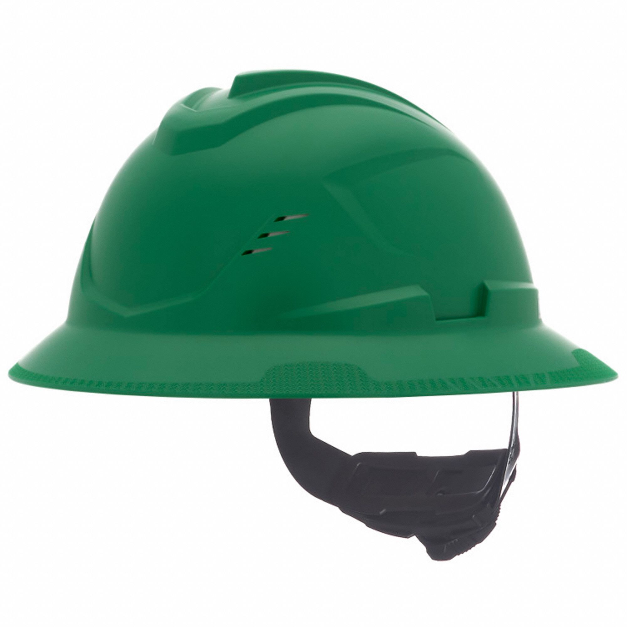 Full Brim Cooling Helmet: Green, No Graphics, Ratchet (4-Point), Ratchet, Polyethylene, MSA