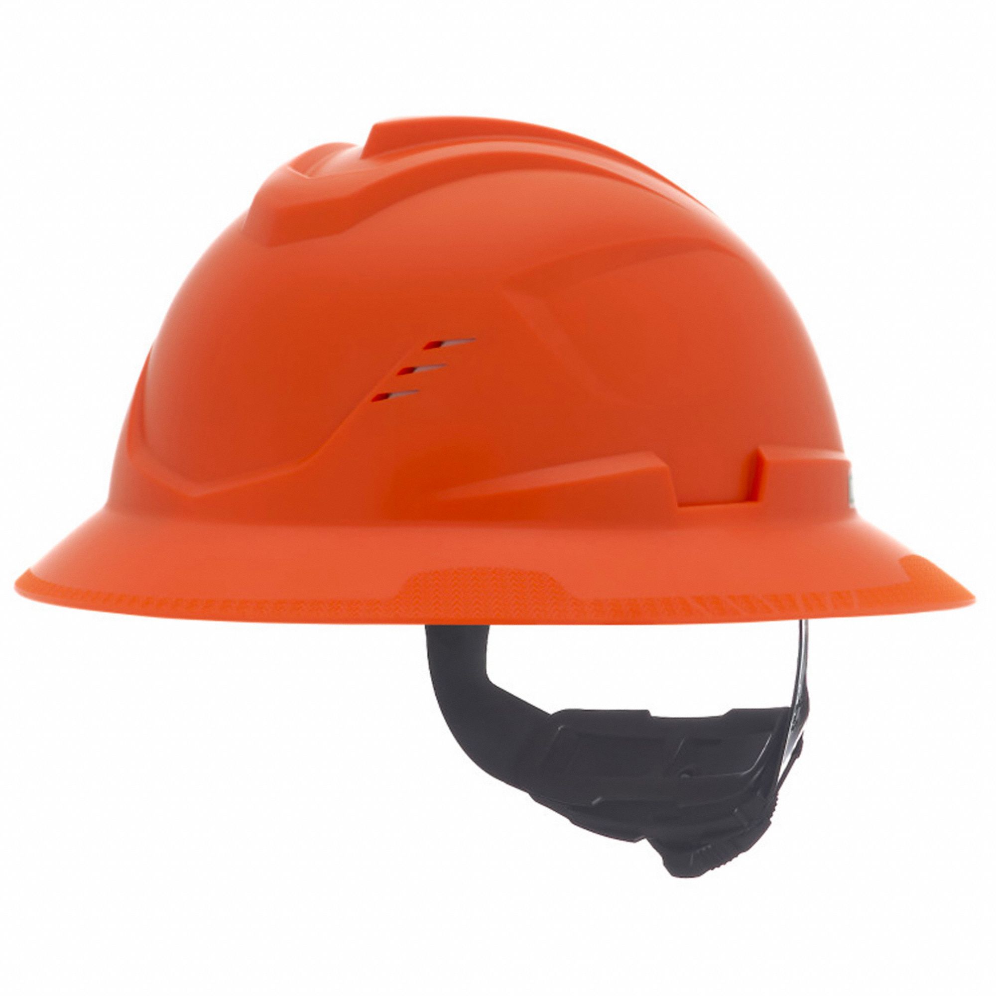 Full Brim Cooling Helmet: Orange, No Graphics, Ratchet (4-Point), Ratchet, Polyethylene, MSA