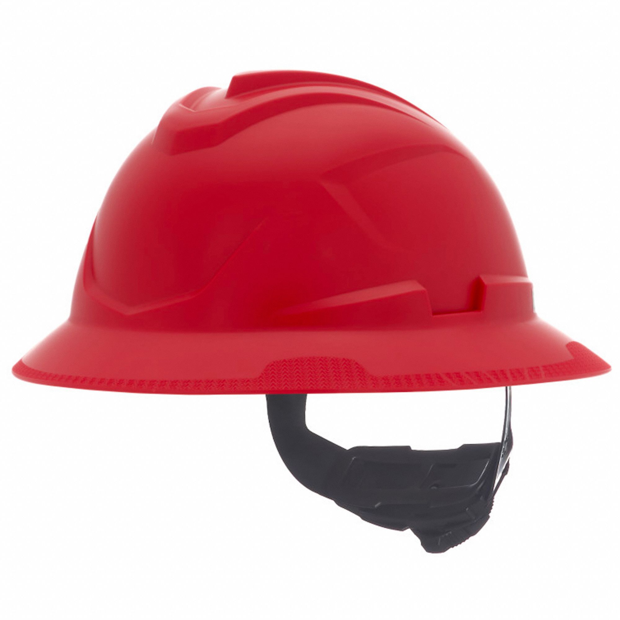 Full Brim Cooling Helmet: Red, No Graphics, Ratchet (4-Point), Ratchet, Polyethylene, MSA
