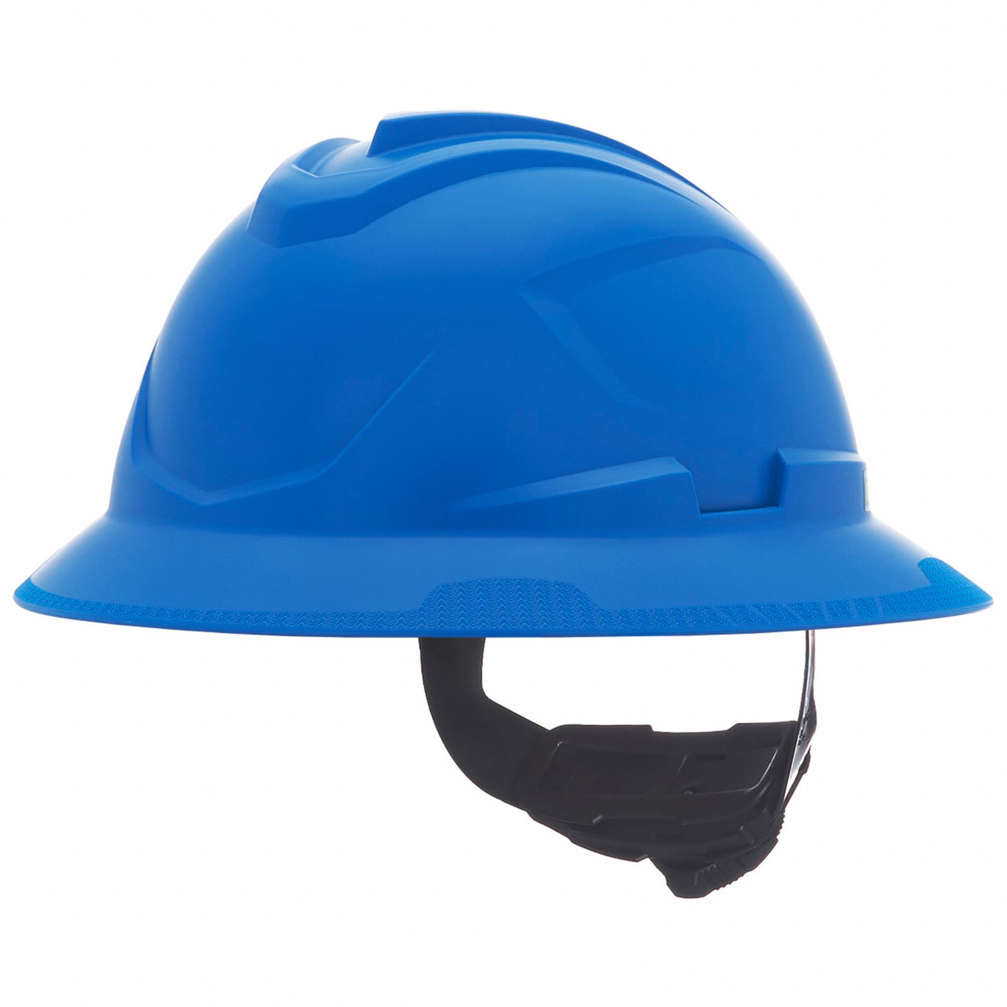 Full Brim Cooling Helmet: Blue, No Graphics, Ratchet (4-Point), Ratchet, Polyethylene, MSA