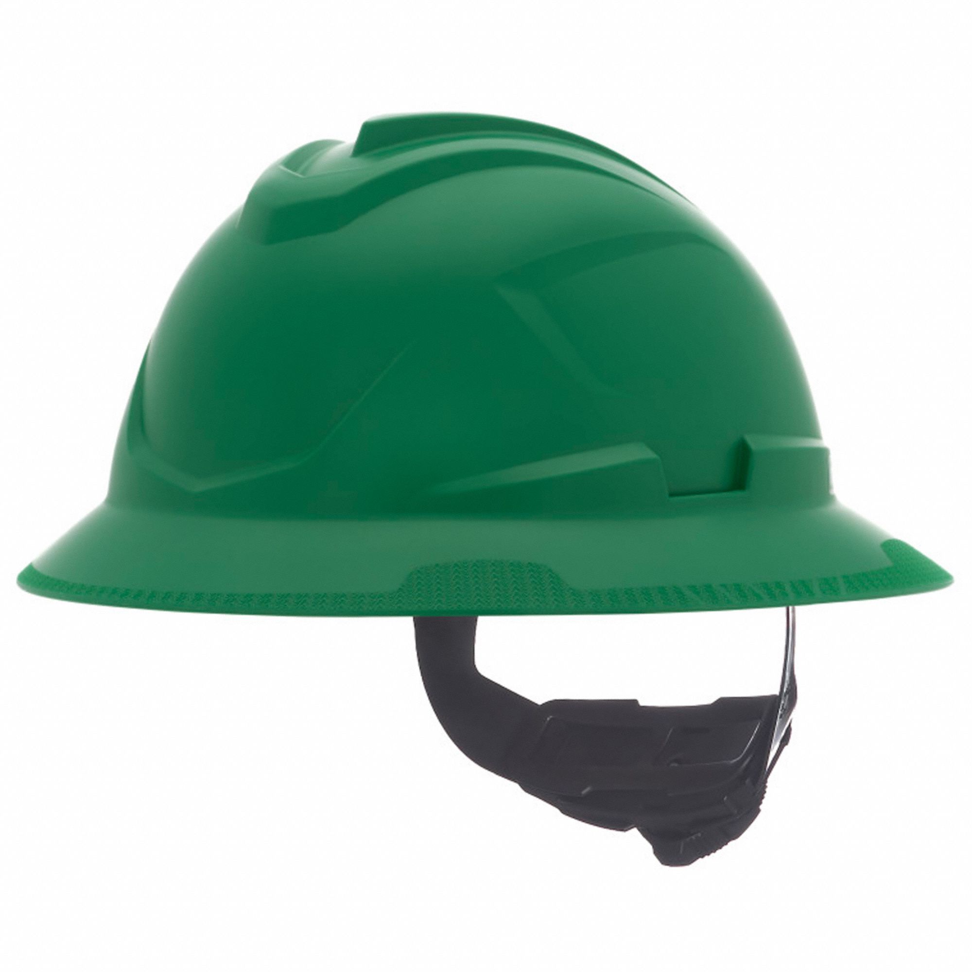 Full Brim Cooling Helmet: Green, No Graphics, Ratchet (4-Point), Ratchet, Polyethylene, MSA
