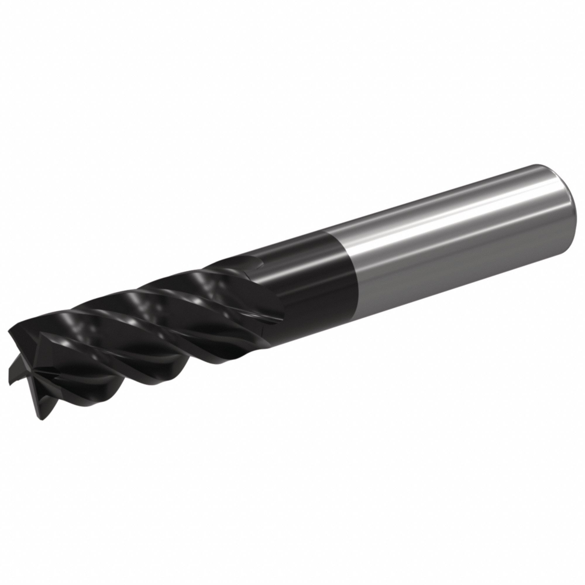 Corner Radius End Mill: Carbide, TiAlN Coated, 5 Flute, 1/4" Mill Dia, 1-1/2" LOC, 0.09" Rad