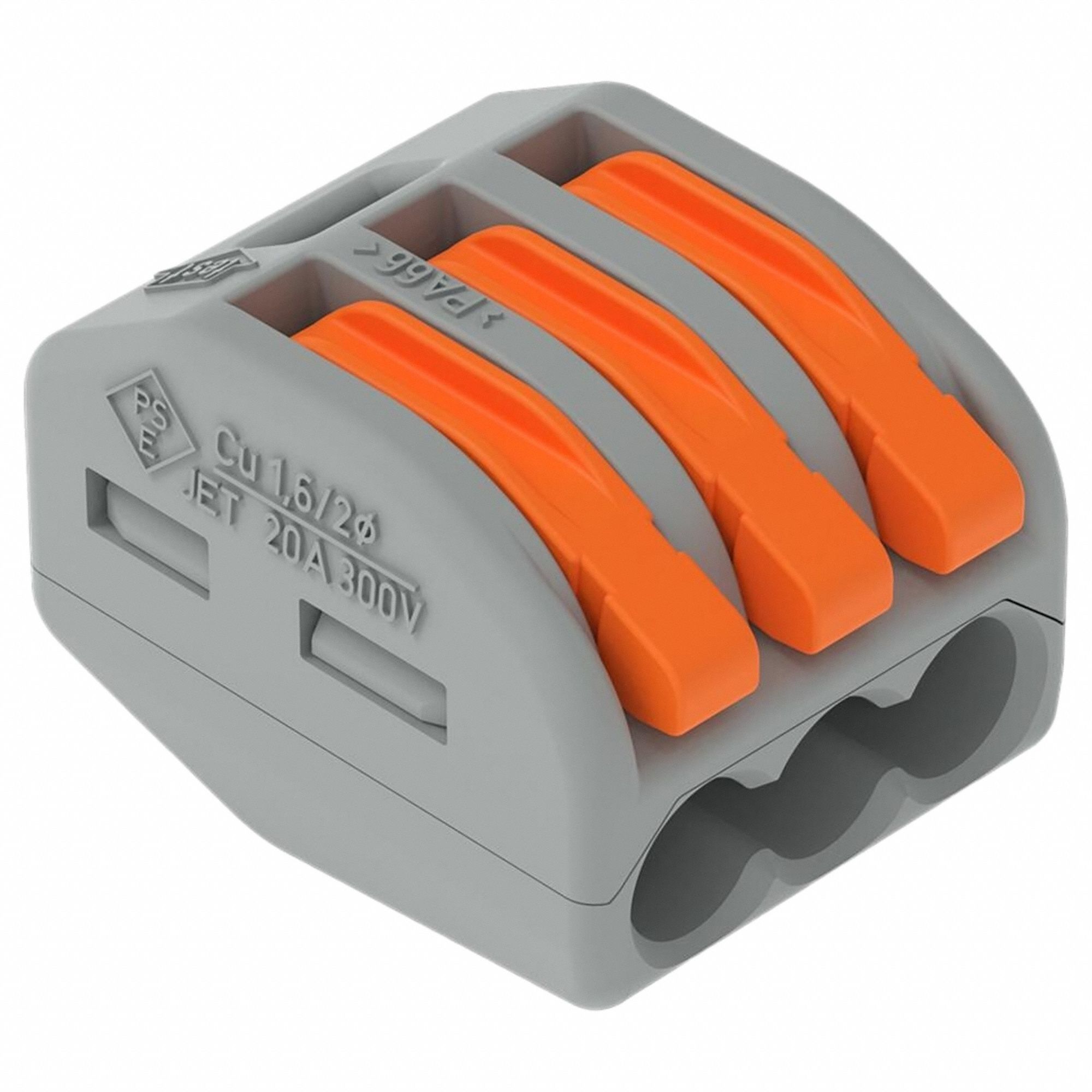 WAGO 3 Port 28 AWG 12 AWG Solid Wire Size Range Lever Wire 
