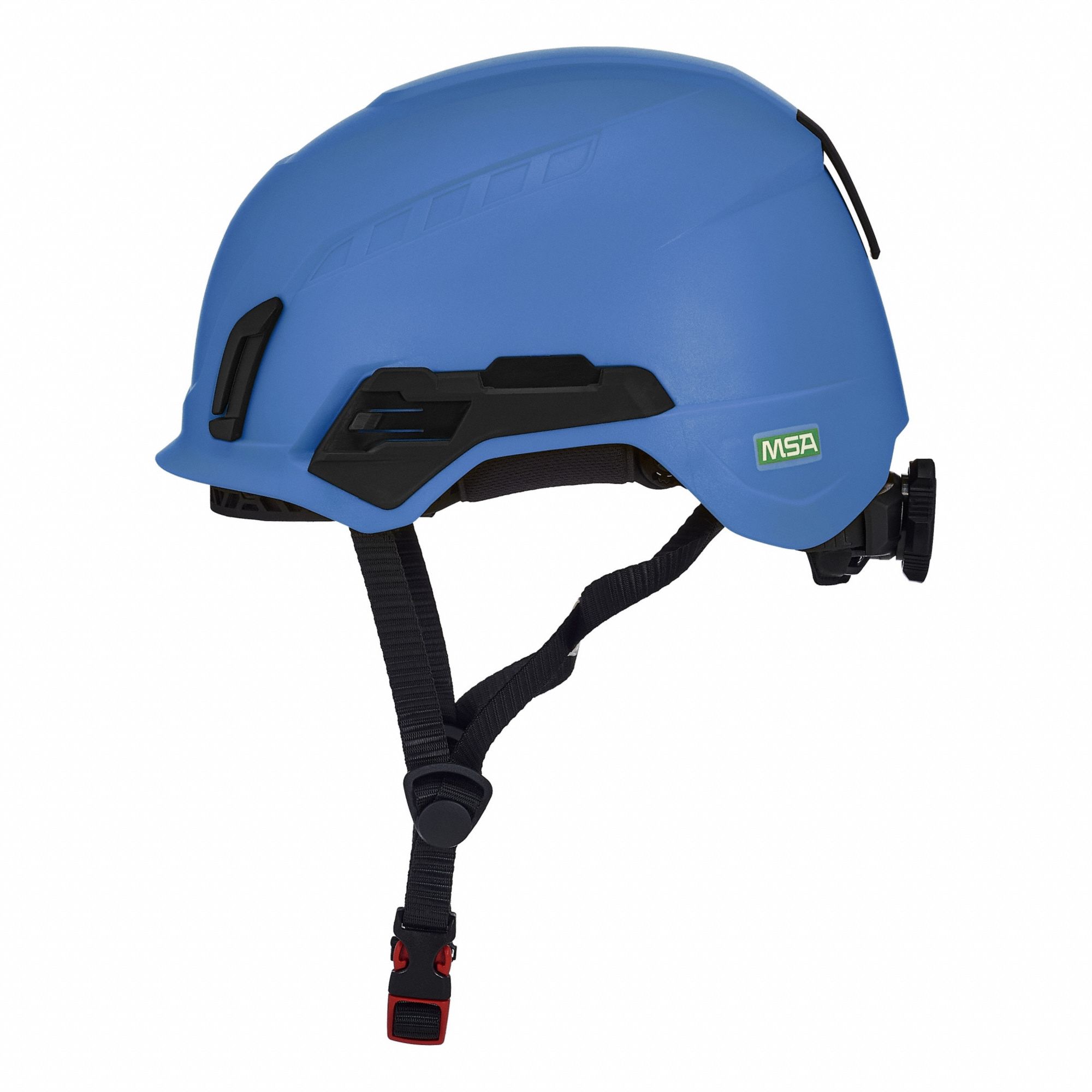 Safety Helmet: Blue, No Graphics, Ratchet (4-Point), Ratchet, ABS, Headlamp Mount/Side-Slots