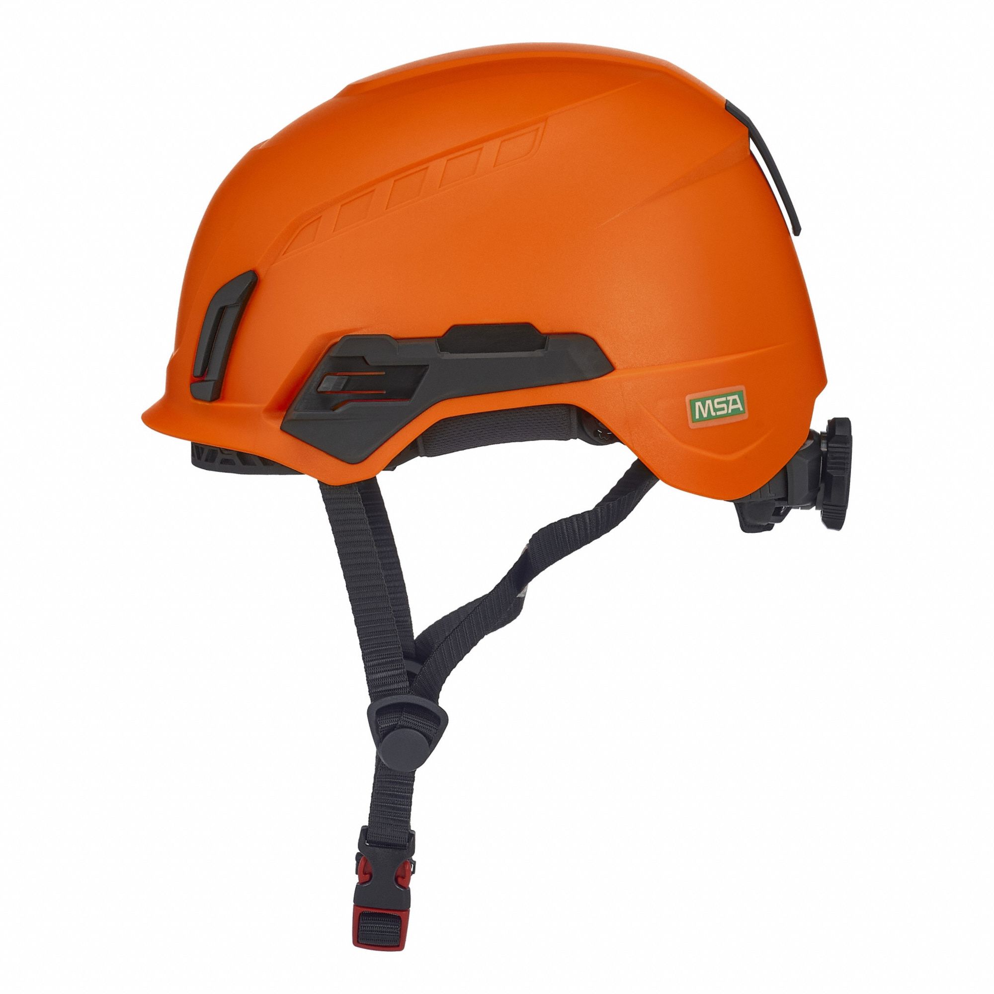 Safety Helmet: Orange, No Graphics, Ratchet (4-Point), Ratchet, ABS, Headlamp Mount/Side-Slots
