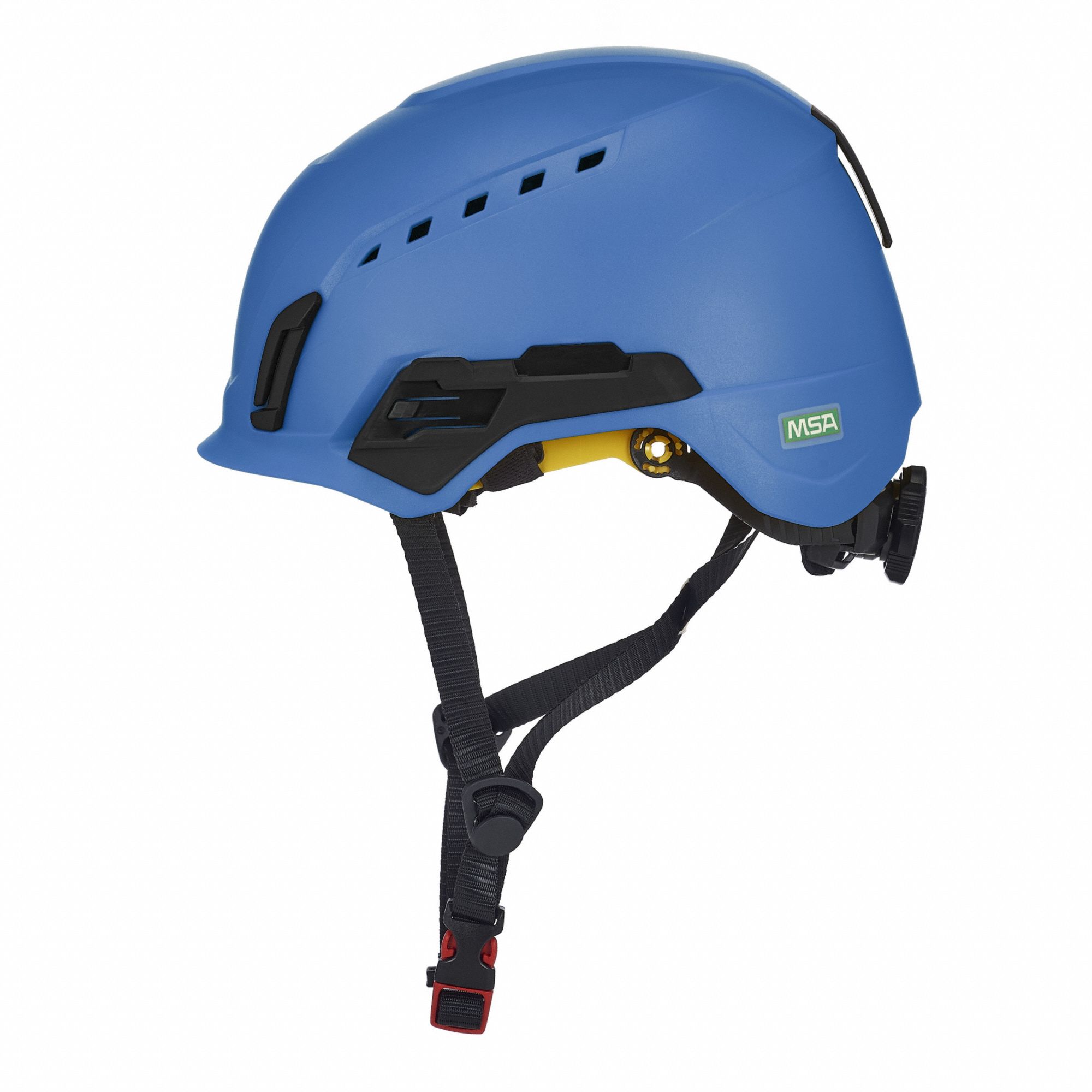 Safety Helmet: Blue, No Graphics, Ratchet (4-Point), Ratchet, ABS, Headlamp Mount/Side-Slots