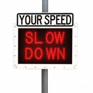 Speed Display: 34" x 40" Nominal Sign Size, Aluminum, White, Diamond Grade Cubed, Solar