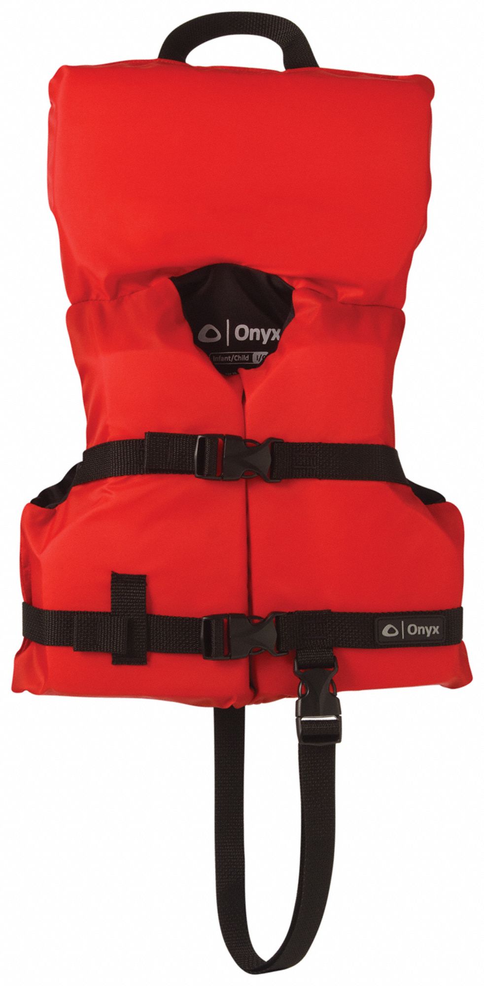 Life Jacket: Foam, Nylon, 15 1/2 lb Buoyancy, Belt/Buckle, Infant, Red