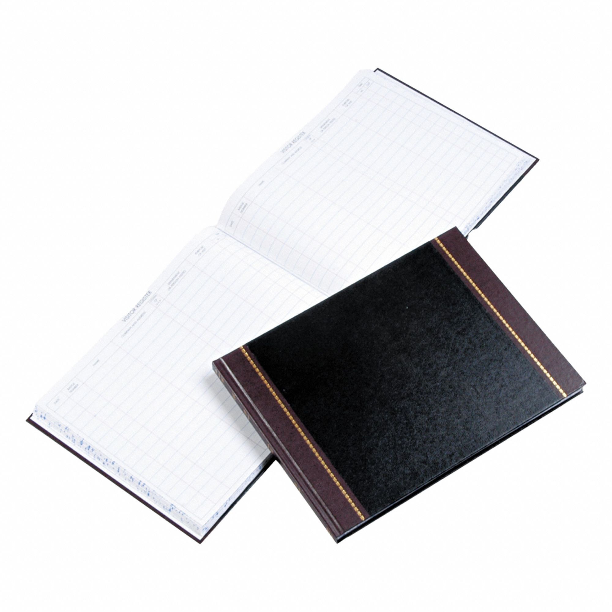 Visitors Register Book: 9 1/2 in, 12 1/4 in, Black, Sewn, 208 Sheets, 3, 400 Entries