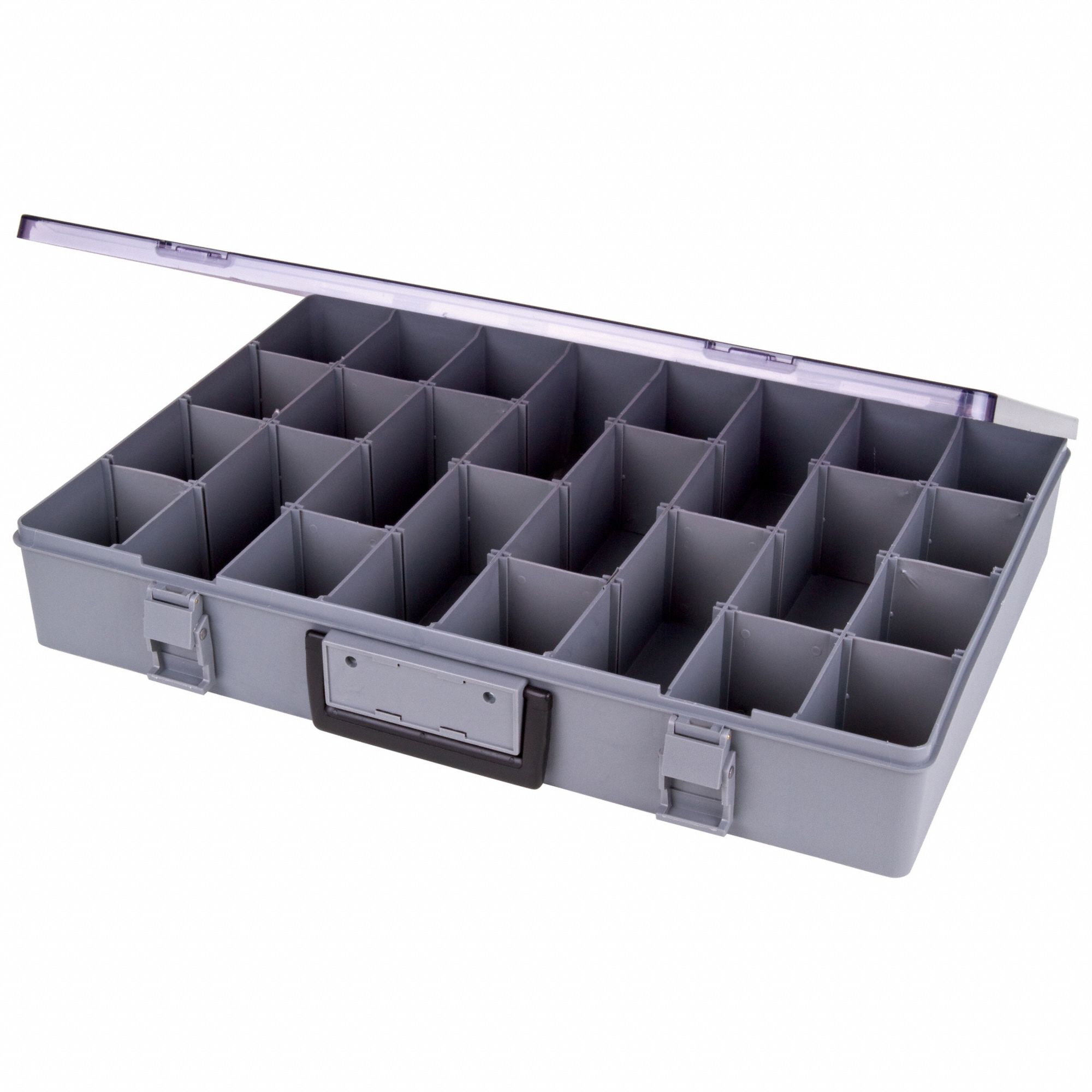 Flambeau 6 Compartment Clear Small Parts Box 3 Wide x 1-1/8 High x 4-5/8  Deep, K-Resin Frame, 1-1/4 Bin Width x 7/8 Bin Height x 1-3/8 Bin Depth