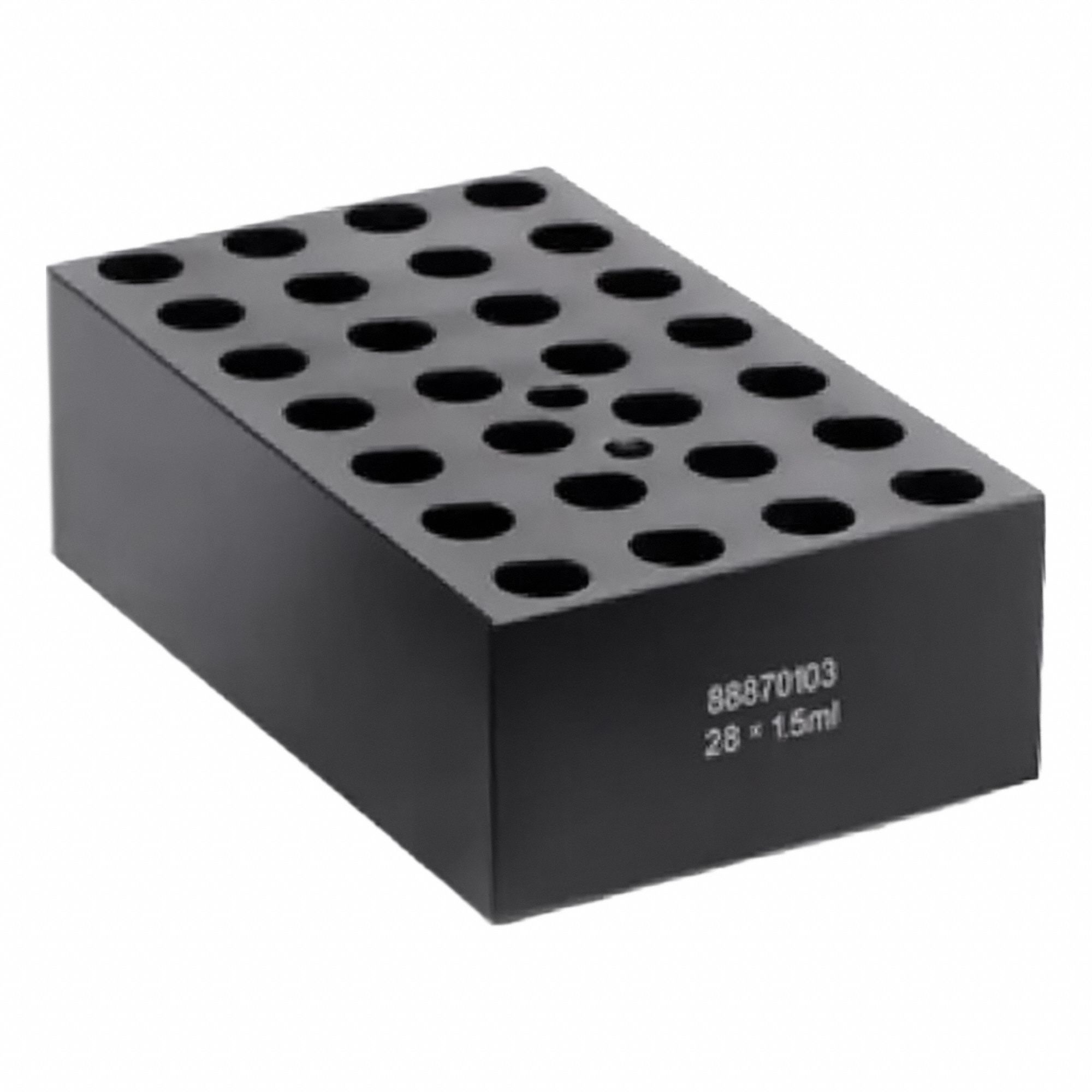 Dry Block: Anodized Aluminum, 4 7/8 in Overall Wd, 3 in Overall Lg, 28 Wells
