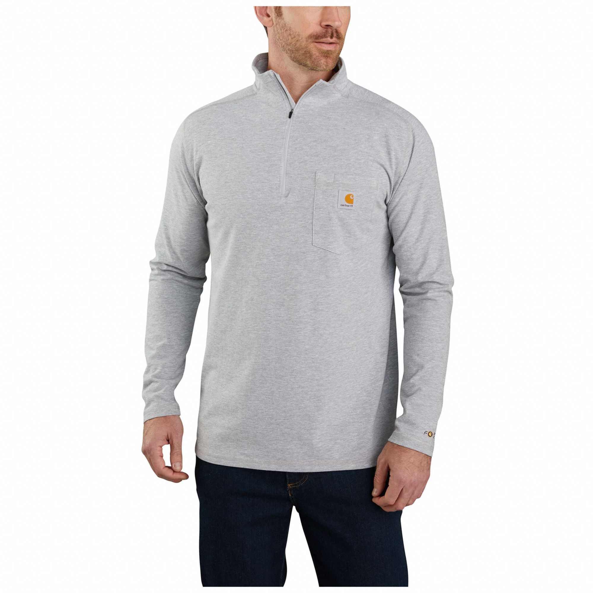 Mock Neck Quarter Zip, Men's, Gray, 2XL
