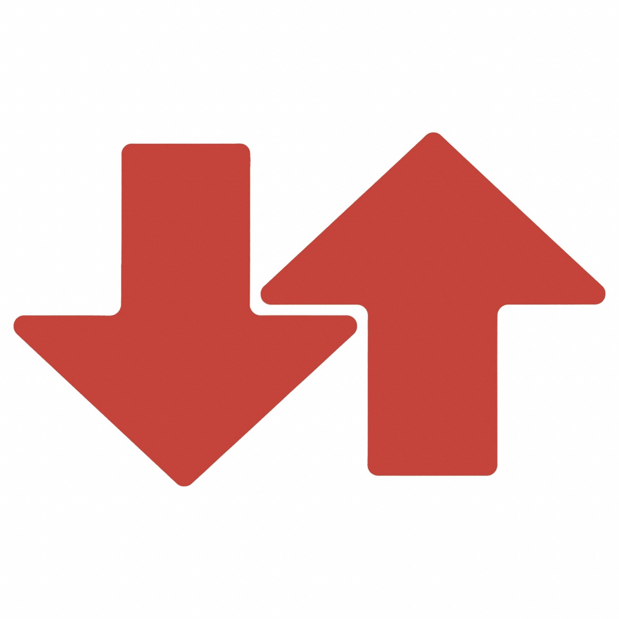 Floor Marking Tape: Arrow, Solid, Red, 3 in x 8 in, 0.008 in Tape Thick, Brady, ToughStripe