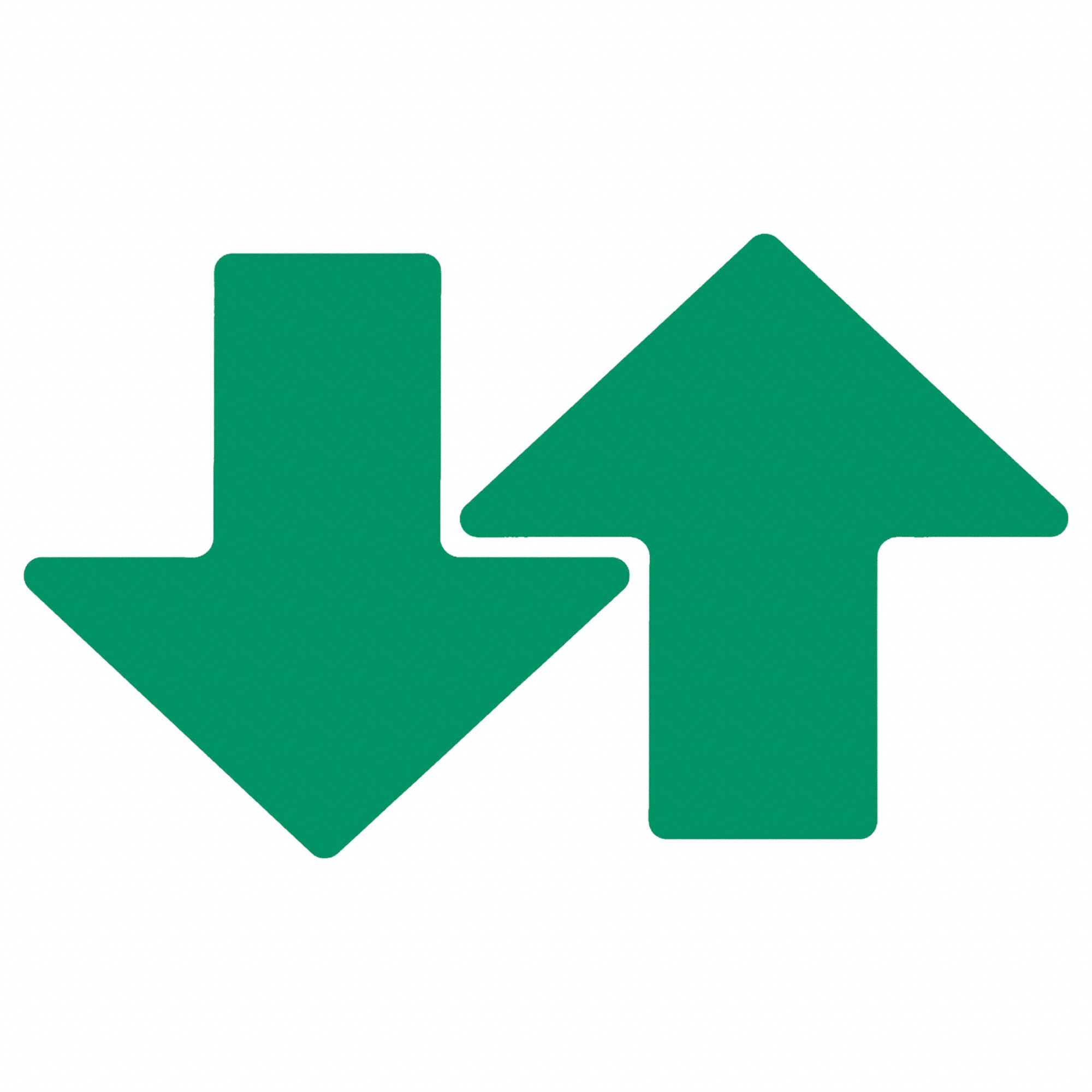 Floor Marking Tape: Arrow, Solid, Green, 3 in x 8 in, 0.008 in Tape Thick, Brady, ToughStripe