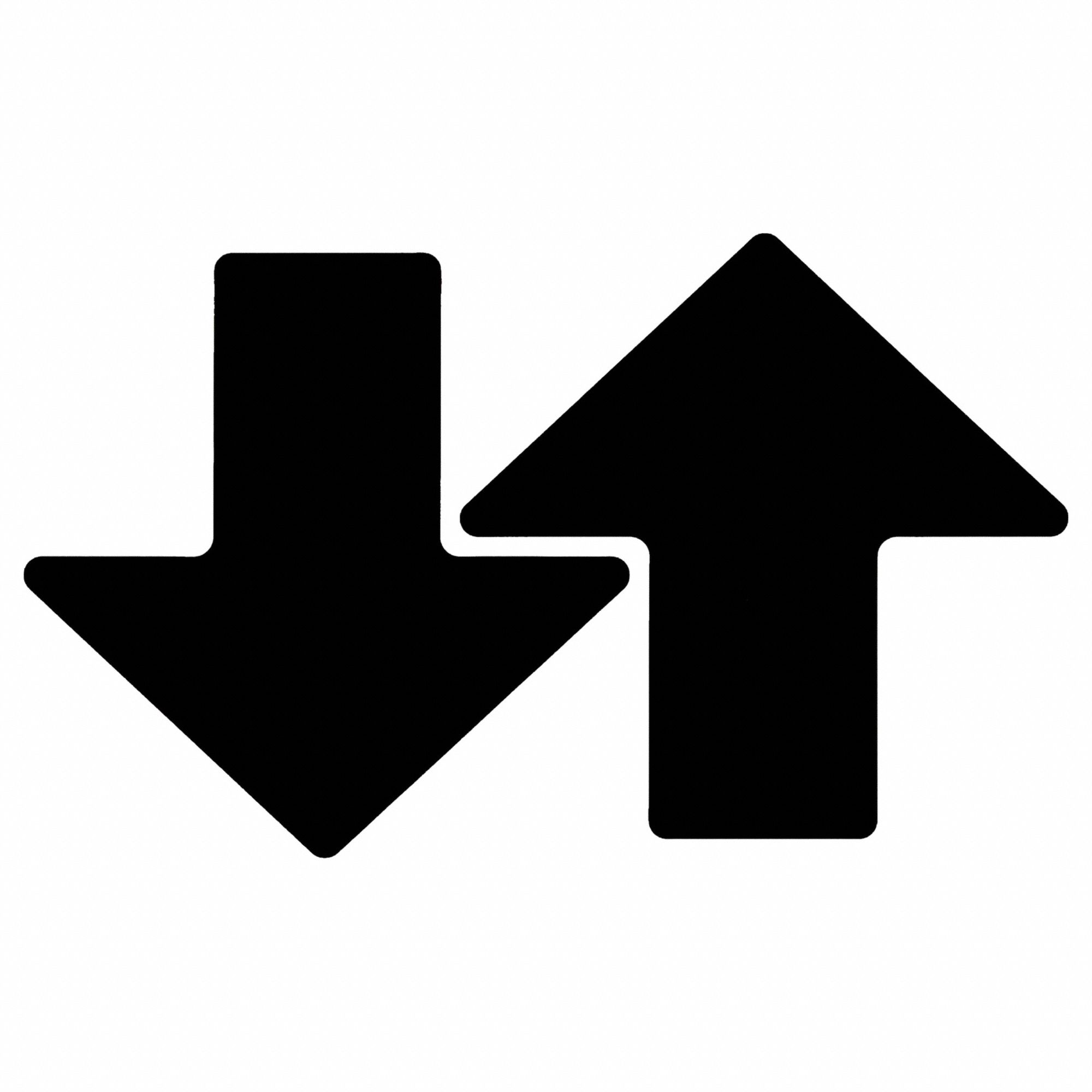 Floor Marking Tape: Arrow, Solid, Black, 3 in x 8 in, 0.008 in Tape Thick, Brady, ToughStripe