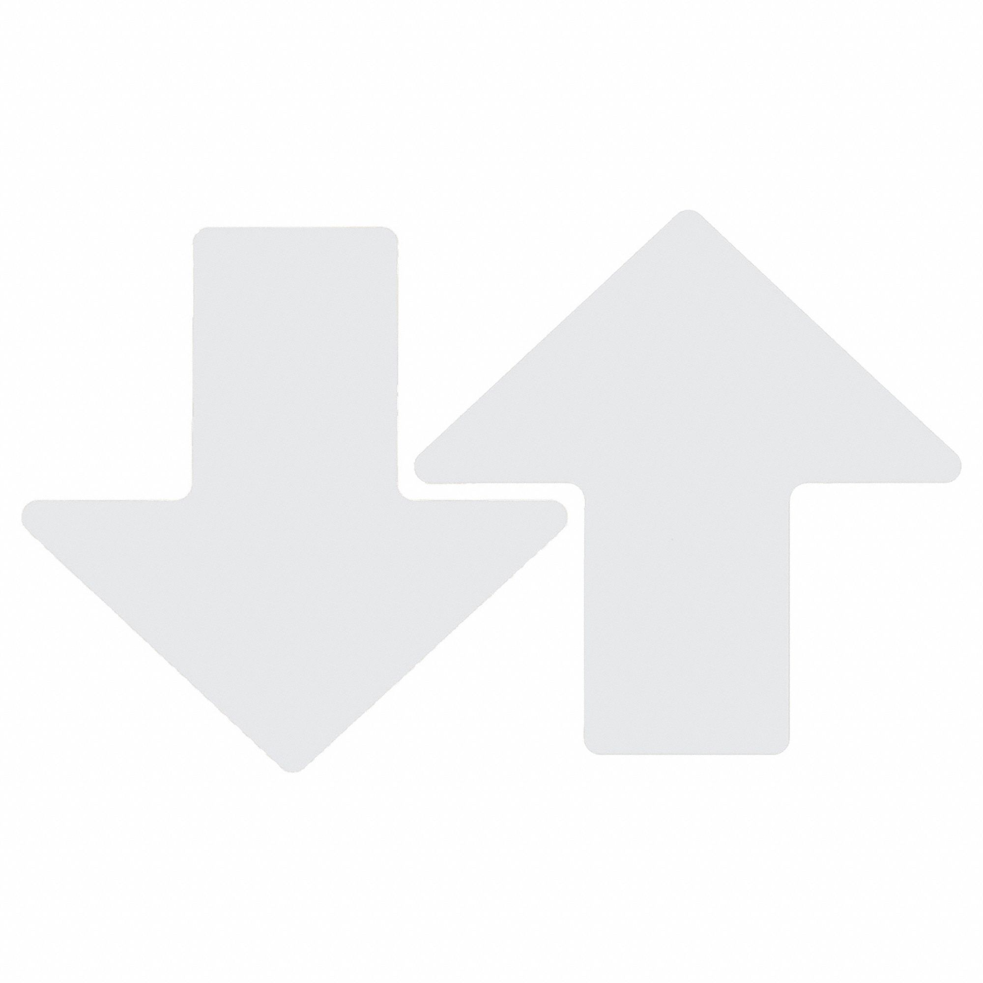 Floor Marking Tape: Arrow, Solid, White, 3 in x 8 in, 0.008 in Tape Thick, Brady, ToughStripe