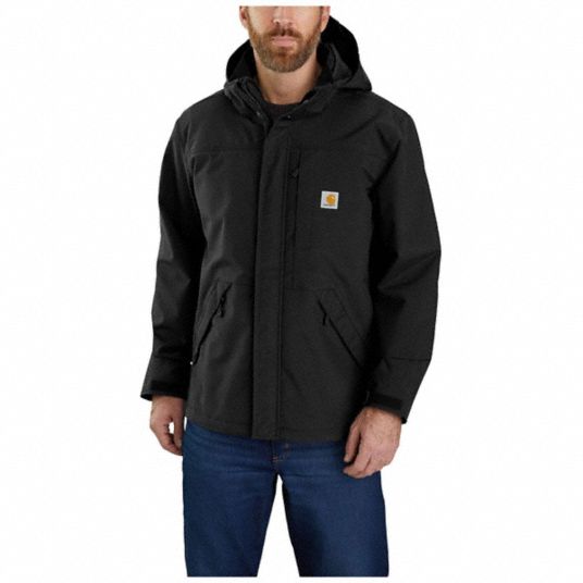 CARHARTT Coat: Jacket, Men's, Jacket Garment, 4XL, Black, Regular,  Insulated for Cold Conditions