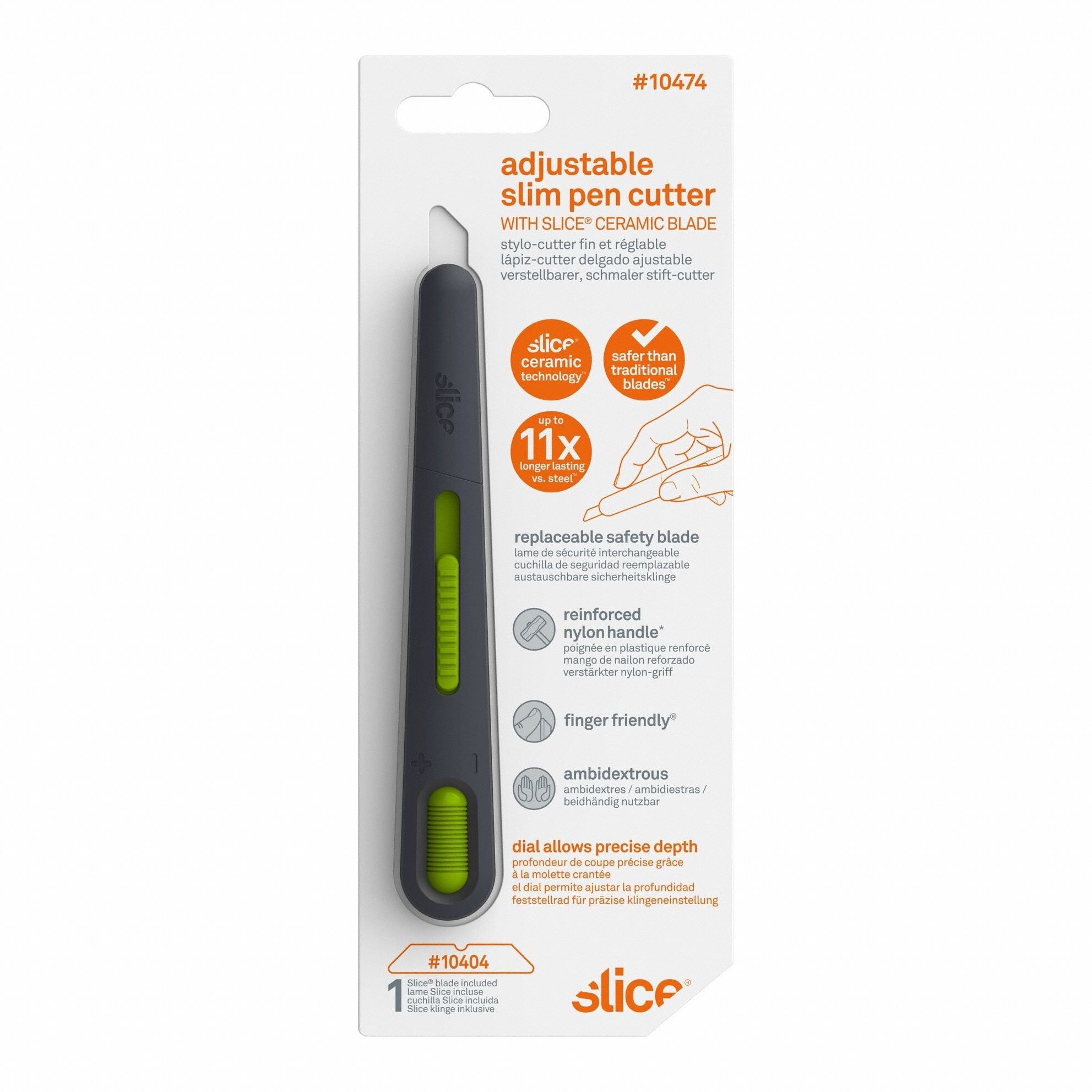 Utility Knife: 5 1/2 in Overall Lg, Textured, 1/2 in Overall Wd, Nylon, Black, Tools Needed