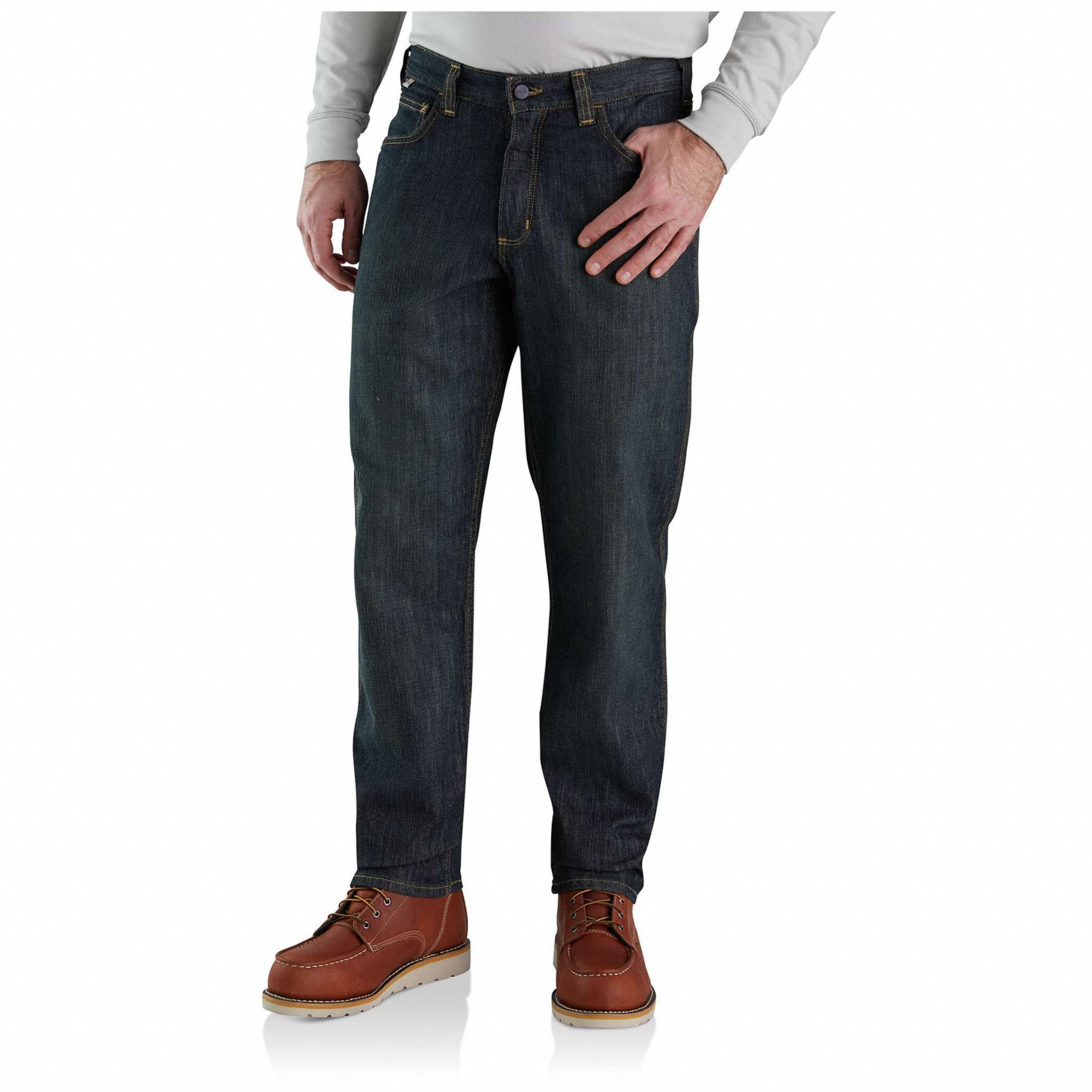 CARHARTT Pants: 12 cal/sq cm ATPV, Men's, 38 in Waist, 32 in Inseam, Dark  Navy