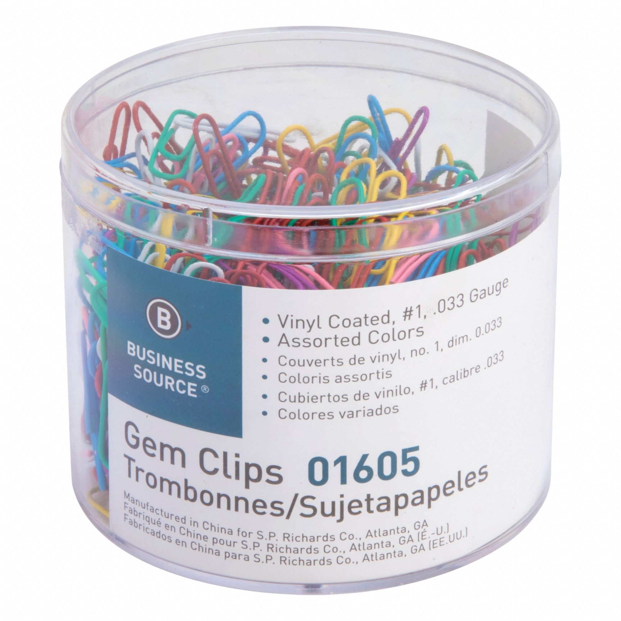 Paper Clip: Small Size, Metal, Assorted, 1 3/4 in Overall Lg, 500 PK