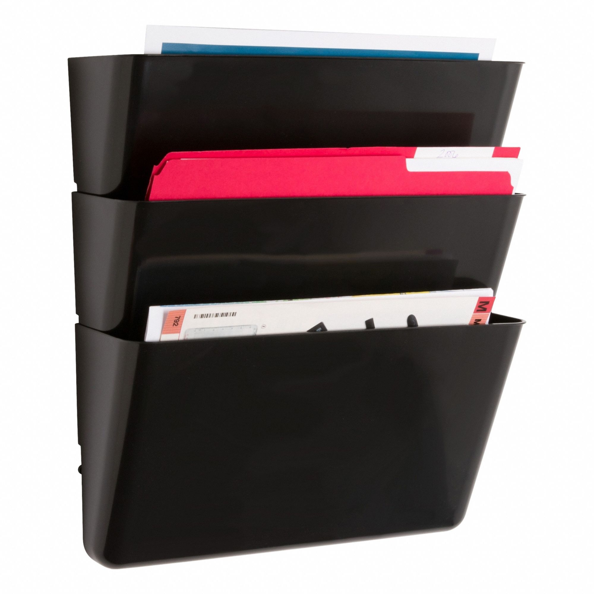 Wall File Black Plastic Screw In PK3