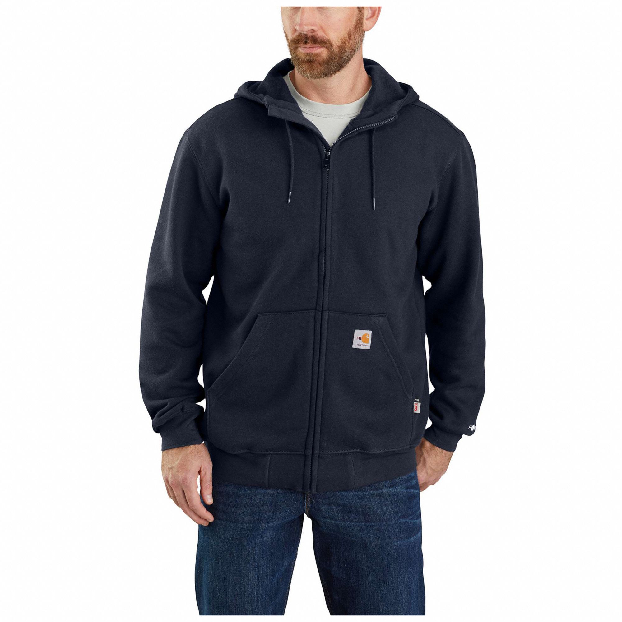 CARHARTT, 25 cal/sq cm ATPV, Men's, Flame Resistant Zip Up Sweatshirt ...