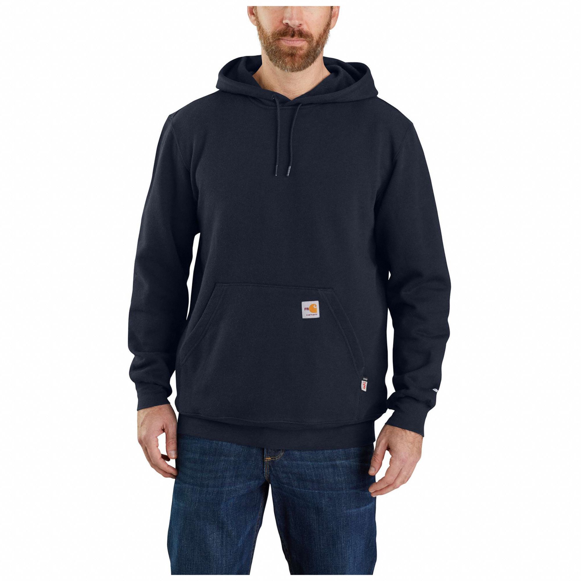 CARHARTT, 25 cal/sq cm ATPV, Men's, Flame Resistant Hooded Sweatshirt ...