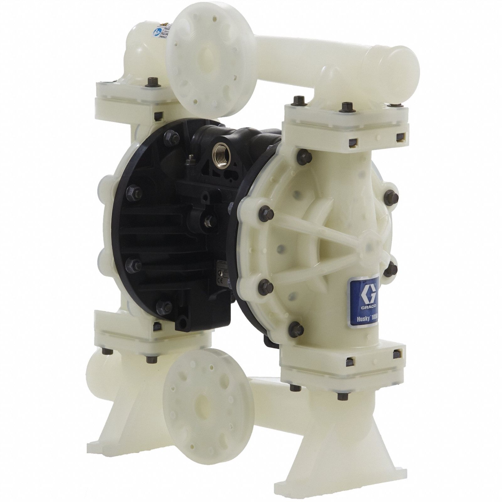 GRACO Diaphragm Pump: Polypropylene Body, 1 in, Flange Connection, 50 gpm, PTFE Diaphragm, PP Seat (MPN 649007). Key specifications — Brand: GRACO; Seat Material: PP; Check Valve Material: PTFE.