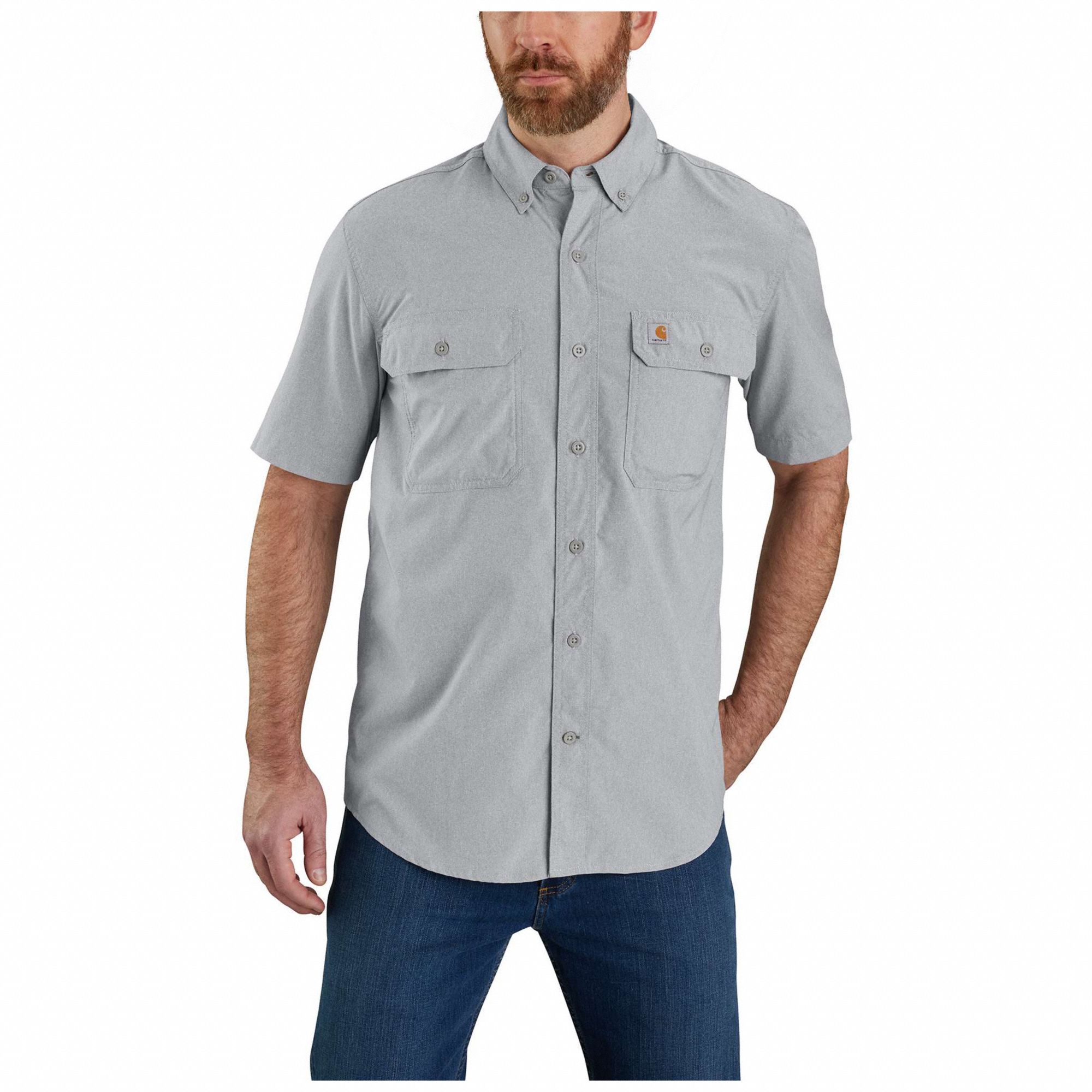 CARHARTT Short Sleeve Button Down - 795JU8|105292-STL3XLTLL - Grainger