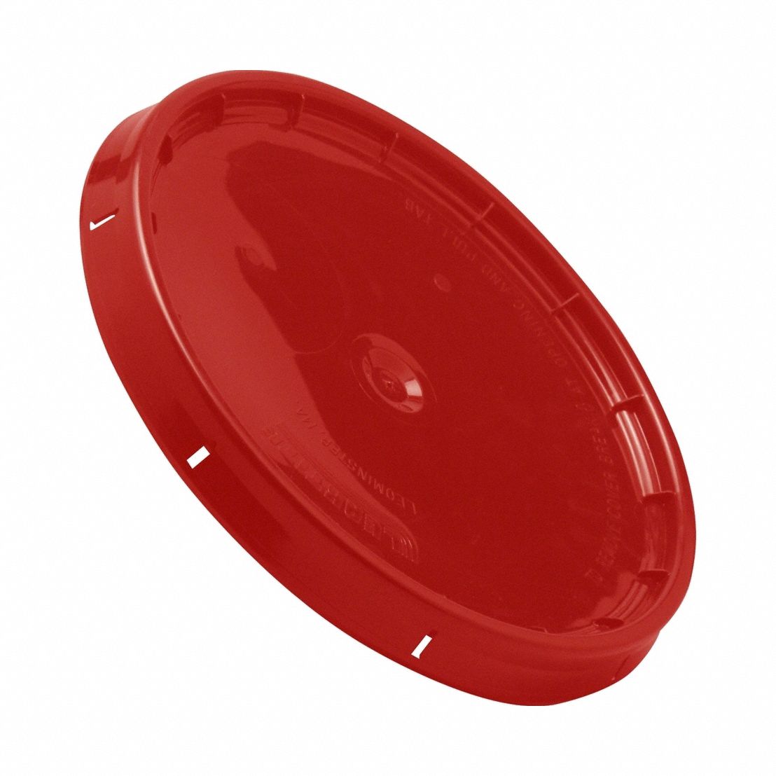Lid: Gasketed, 12 1/4 in Overall Dia, Red, Plastic, 12 1/4 in Dia. 1 1/4 in L x 12 1/4 in W