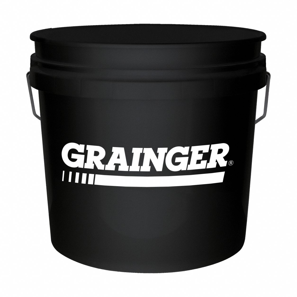 Storage Pail: 3.5 gal, Open Head, Plastic, 12 in 11 7/8 in, 11 in Overall Ht, Round, Black