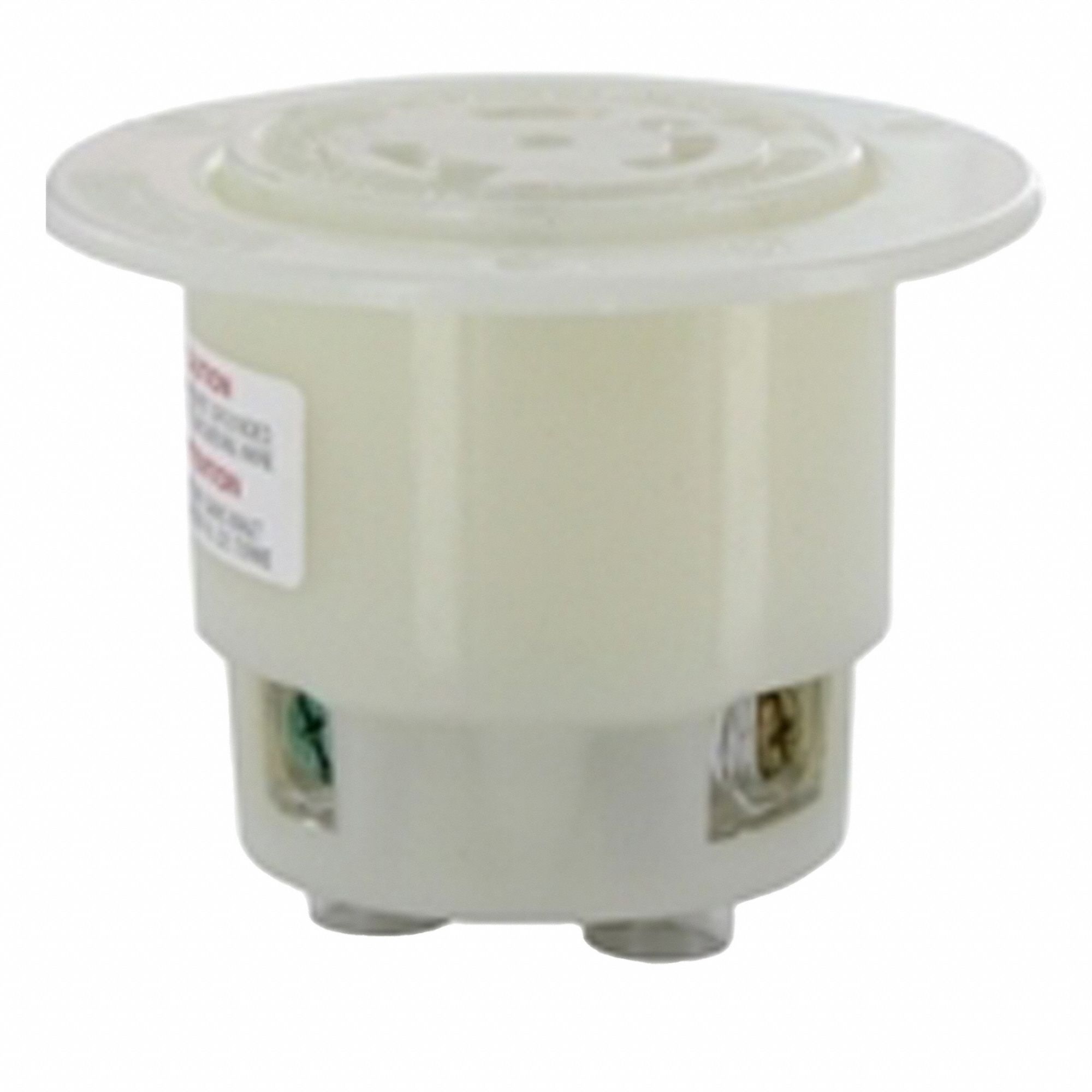 Locking Receptacle: L6-20R, 20 A, 250V AC, White, 2 Poles, Shrouded, Screw Terminals