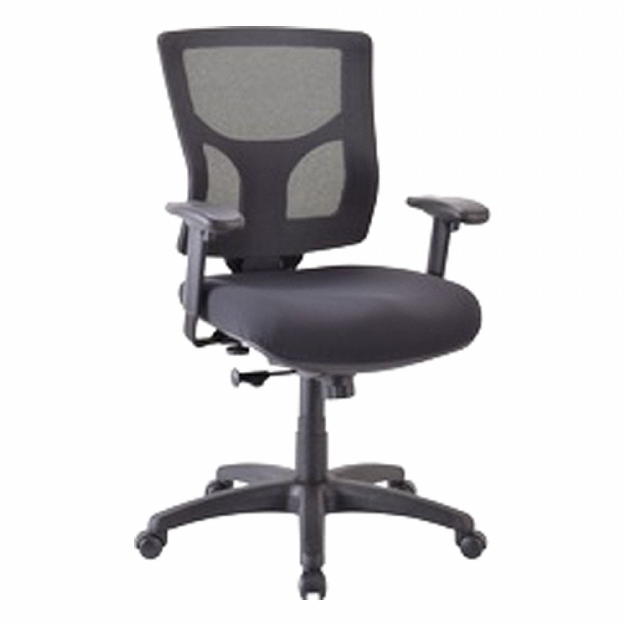 Task Chair: Ht, Fabric & Mesh Material, 26 3/8 in Seat Dp, Black Frame, Swivel