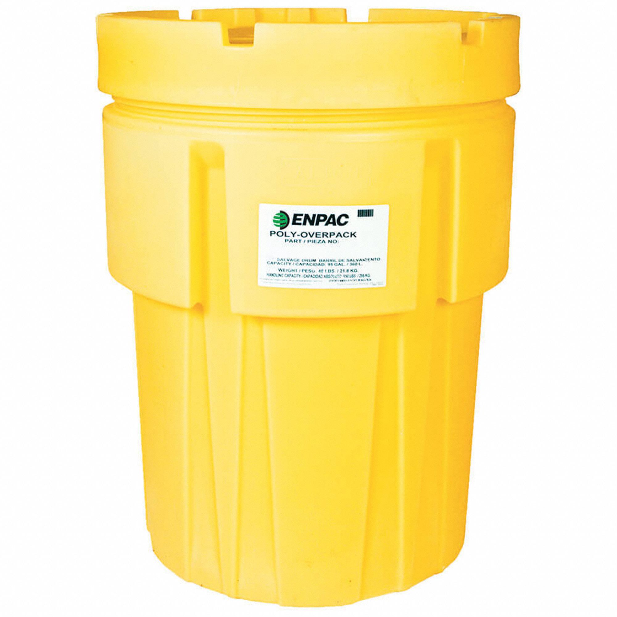 SALVAGE DRUM, POLYETHYLENE, 65 GAL, SCREW-ON LID, UNLINED/NO INTERIOR COATING, SALVAGE DRUM