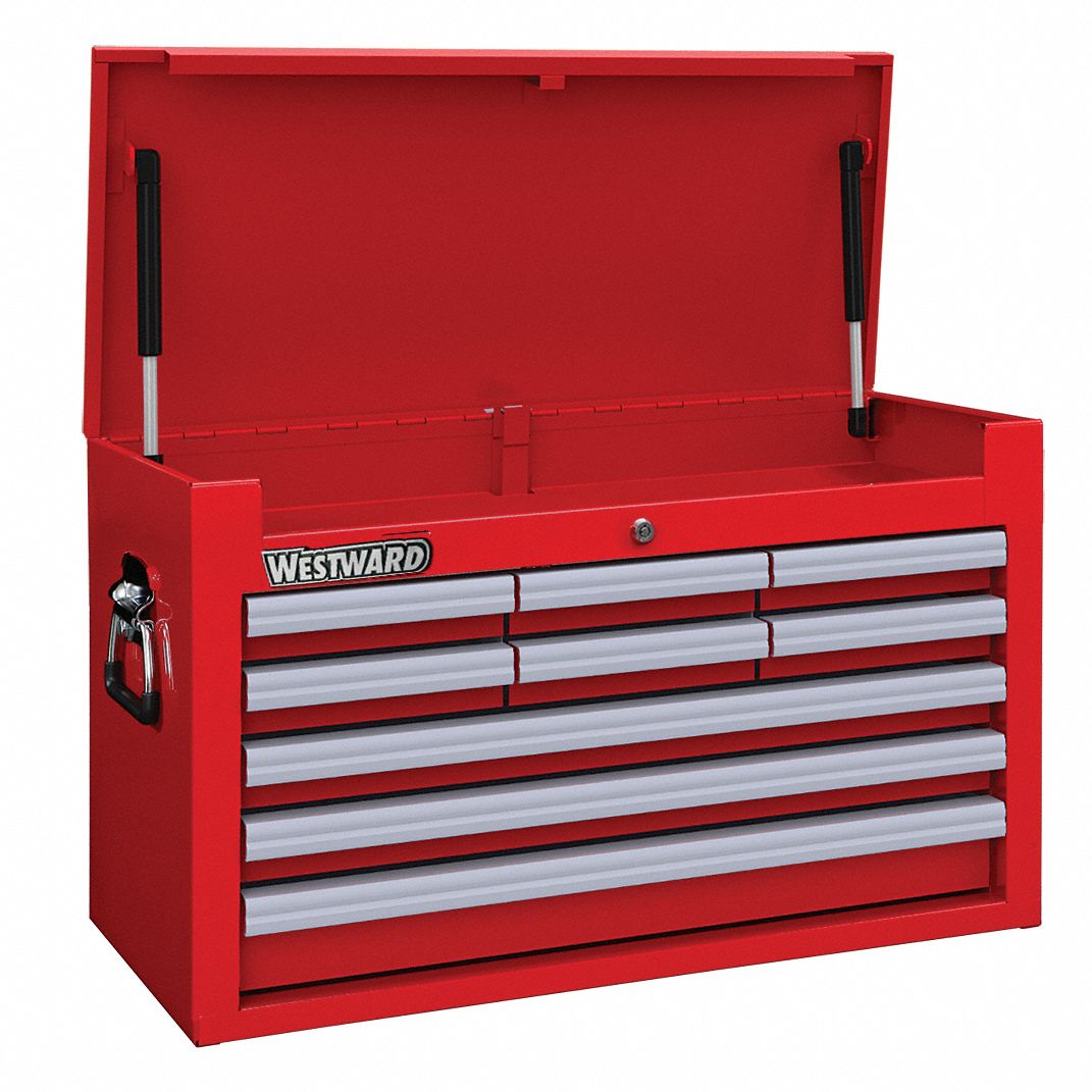 WESTWARD 26" TOP TOOL CHEST CABINET W/ 10 DRAWERS RED 