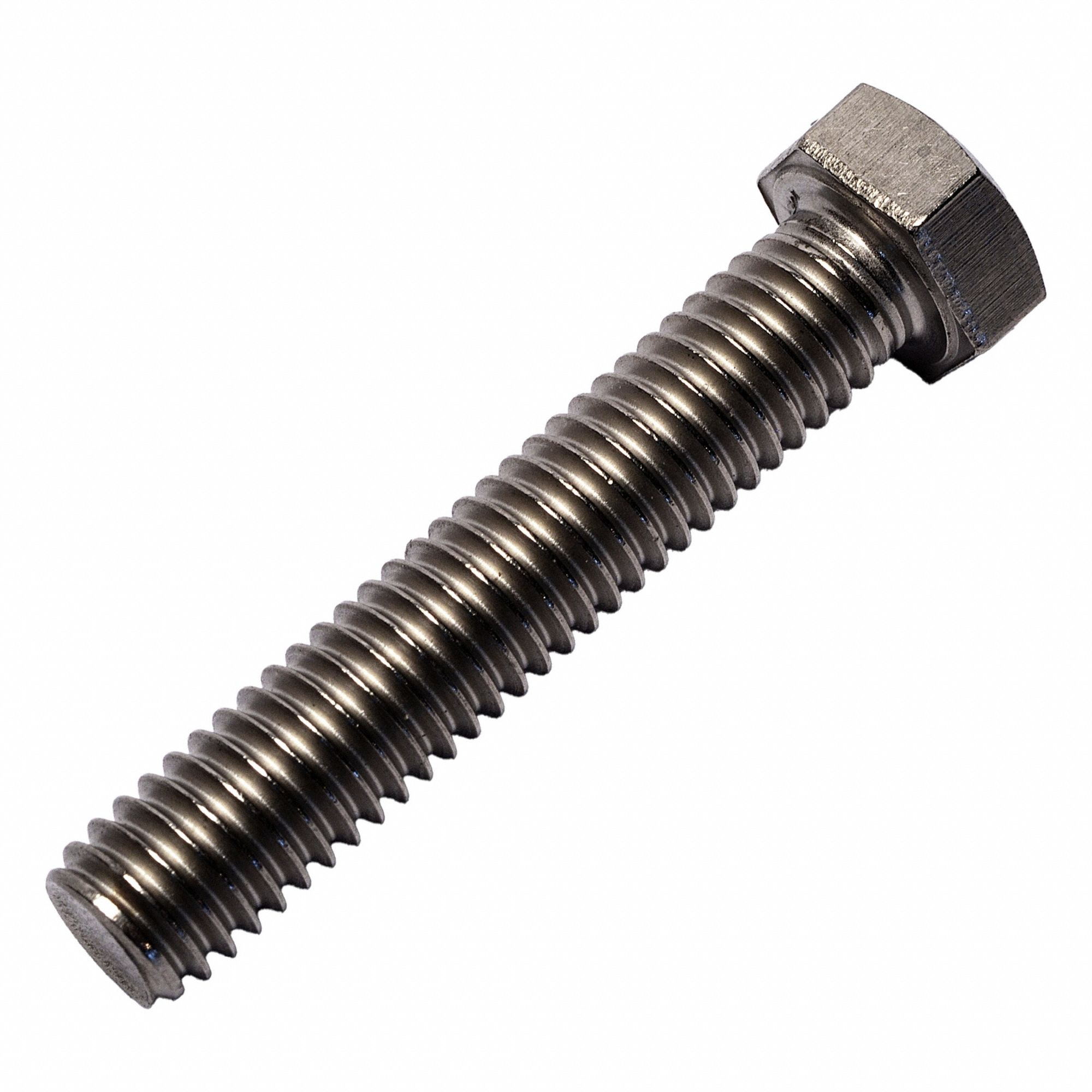 Hex Head Cap Screw: Titanium, Grade 2, Plain, 3/8"-16, UNC, 2 in lg, Fully Threaded, 9/16 in Head Wd