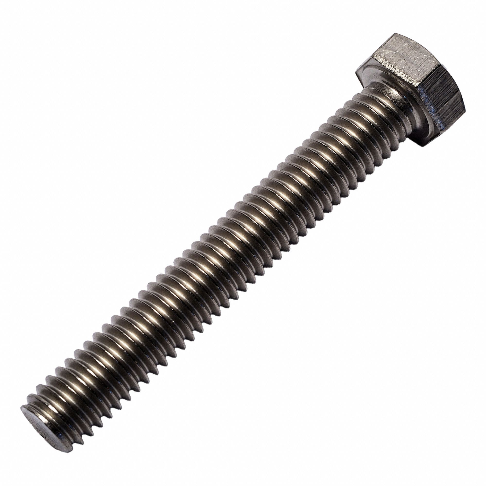 Hex Head Cap Screw: Titanium, Grade 2, Plain, 3/8"-16, UNC, 2 1/2 in lg, Fully Threaded, Inch