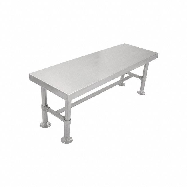 Gowning Bench: 16 in Overall Wd, 18 in Overall Ht, 4 ft Overall Lg, Stainless Steel, Silver, 18 in