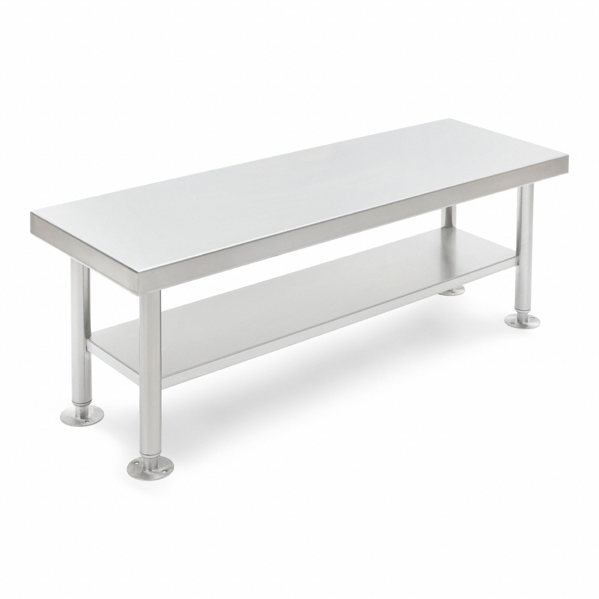 Gowning Bench: 16 in Overall Wd, 18 in Overall Ht, 4 ft Overall Lg, Stainless Steel, Silver, 18 in
