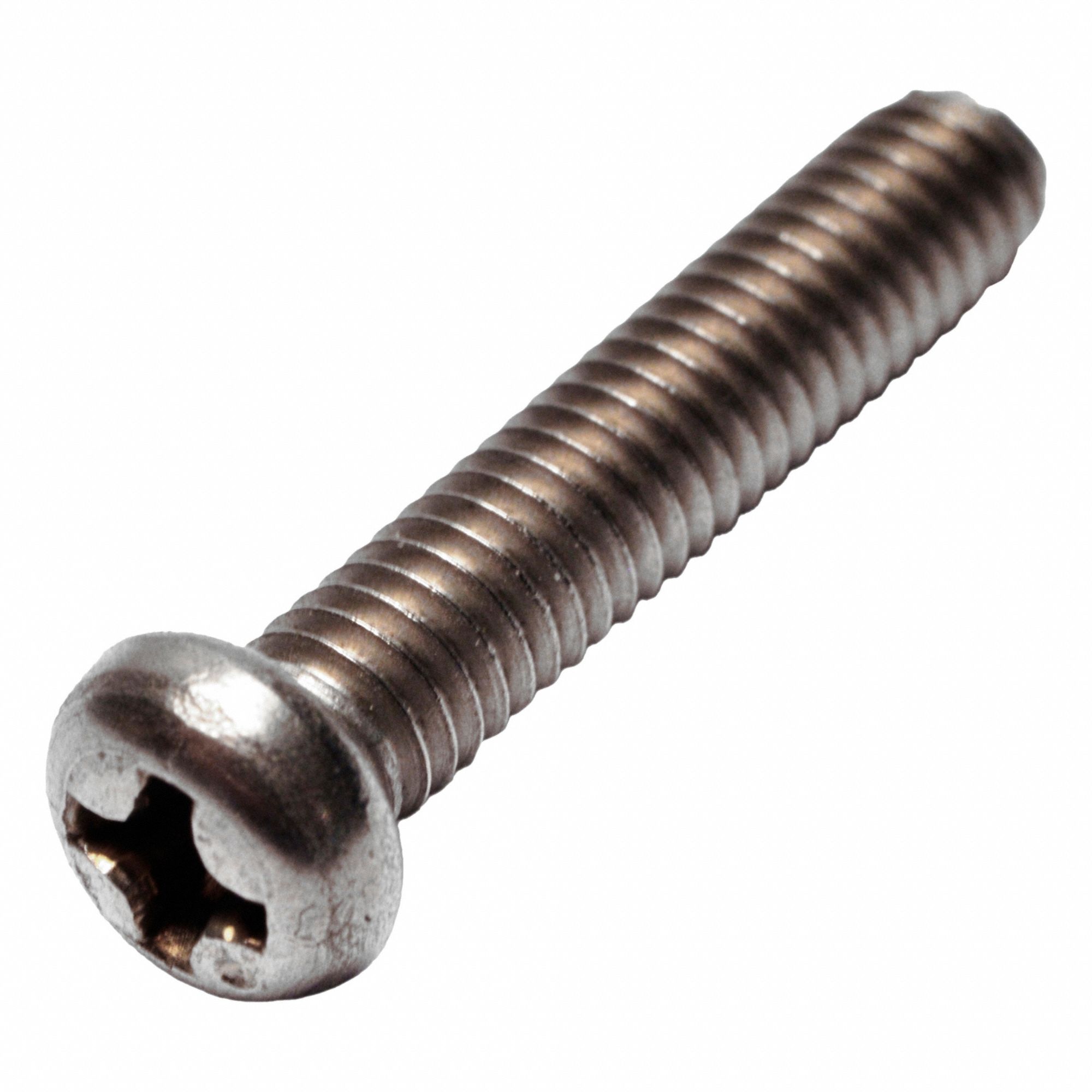 Machine Screw: M4x0.70 Thread Size, 20 mm Lg, Grade 2, Titanium, Plain, Pan, Phillips, Machine Screw