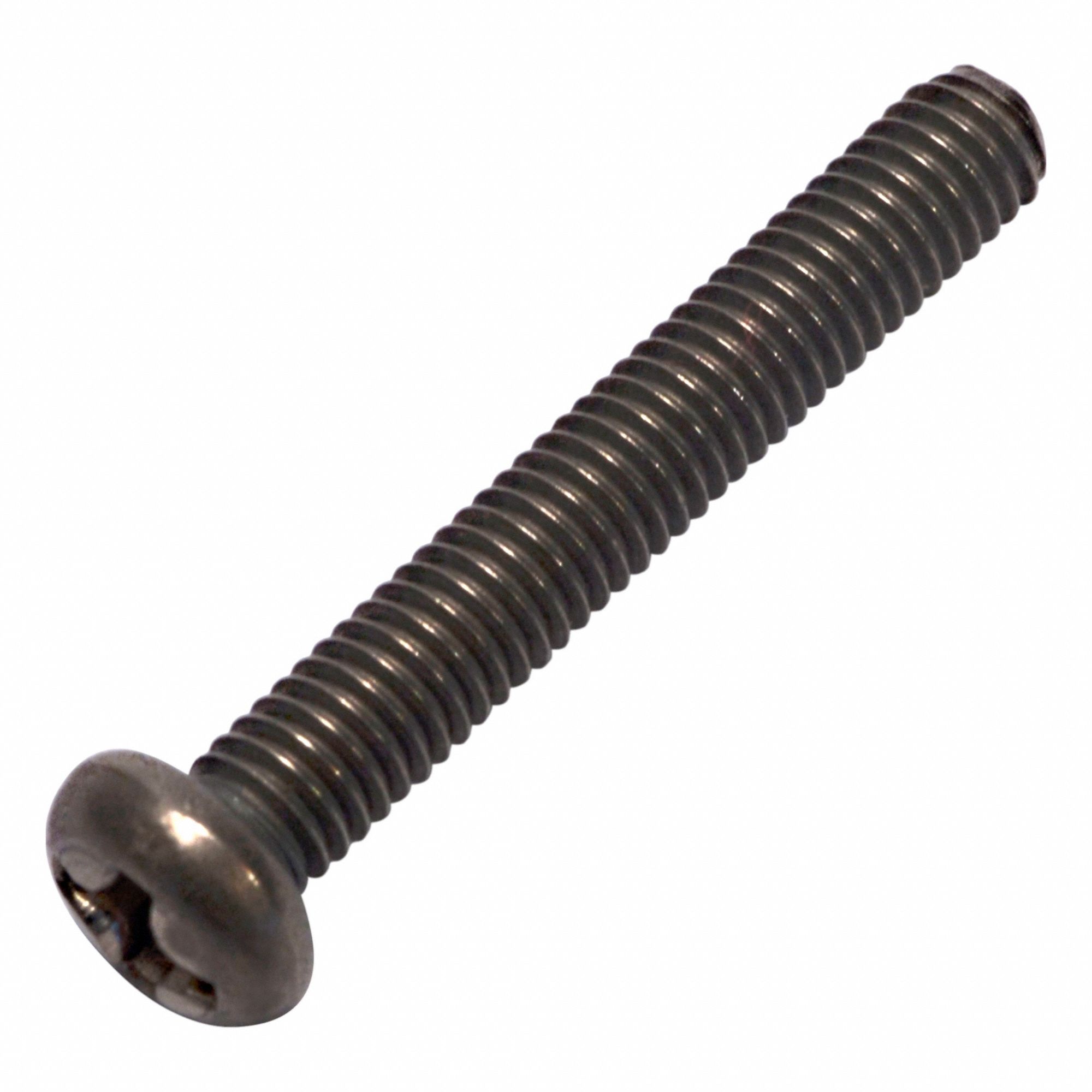Machine Screw: M3x0.50 Thread Size, 20 mm Lg, Grade 2, Titanium, Plain, Pan, Phillips, Machine Screw