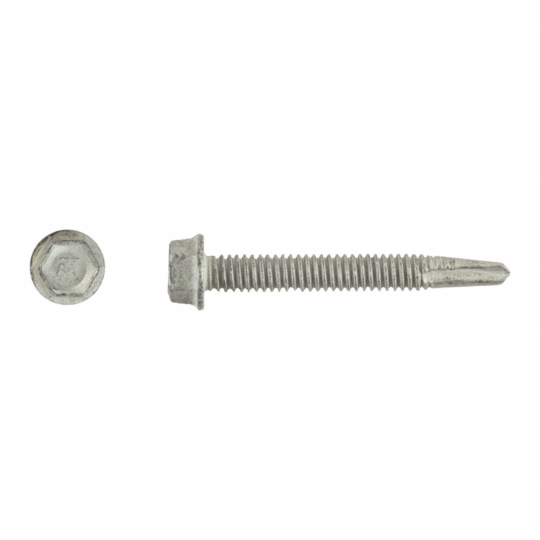Self-Drilling Screw: 1/4 in Size, 2 in Lg, Steel, Climaseal™, Hex Washer, External Hex, 1, 500 PK