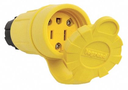 Straight Blade Connector: 5-15R, 15 A, 125V AC, 2 Poles, Yellow, Screw Terminals