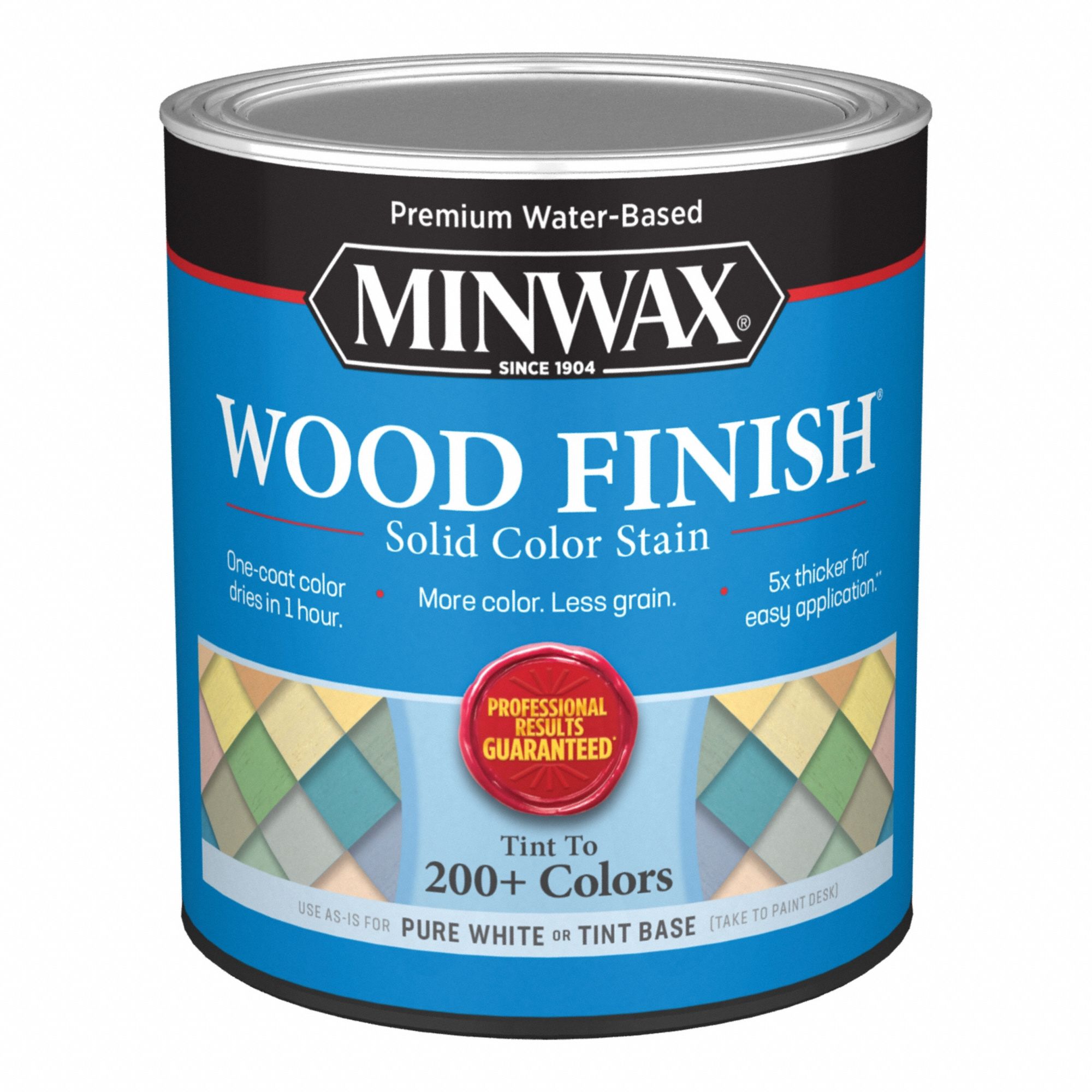 Wood Stain: Wood Stain, Interior, Water, 1 qt Container Size, Wood, Satin, Pure White, Solid