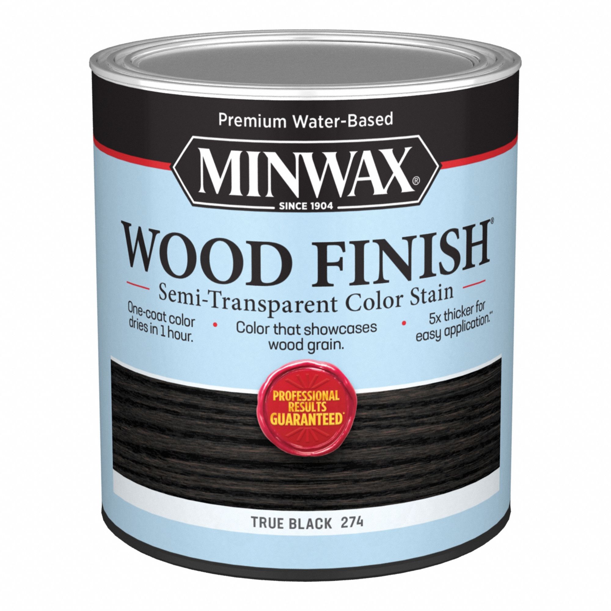 Wood Stain: Wood Stain, Interior, Water, 1 qt Container Size, Wood, True Black, Wood Finish