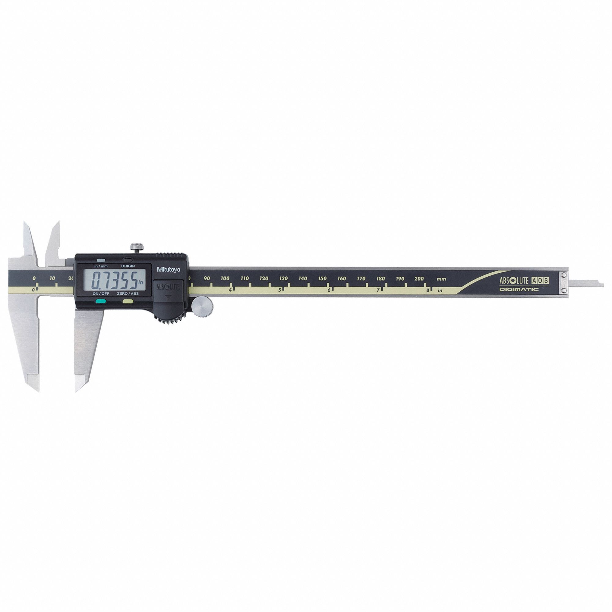 4-WAY DIGITAL CALIPER, 0 TO 8 IN/0 TO 20MM RANGE, +/-01 IN ACCURACY, STAINLESS STEEL