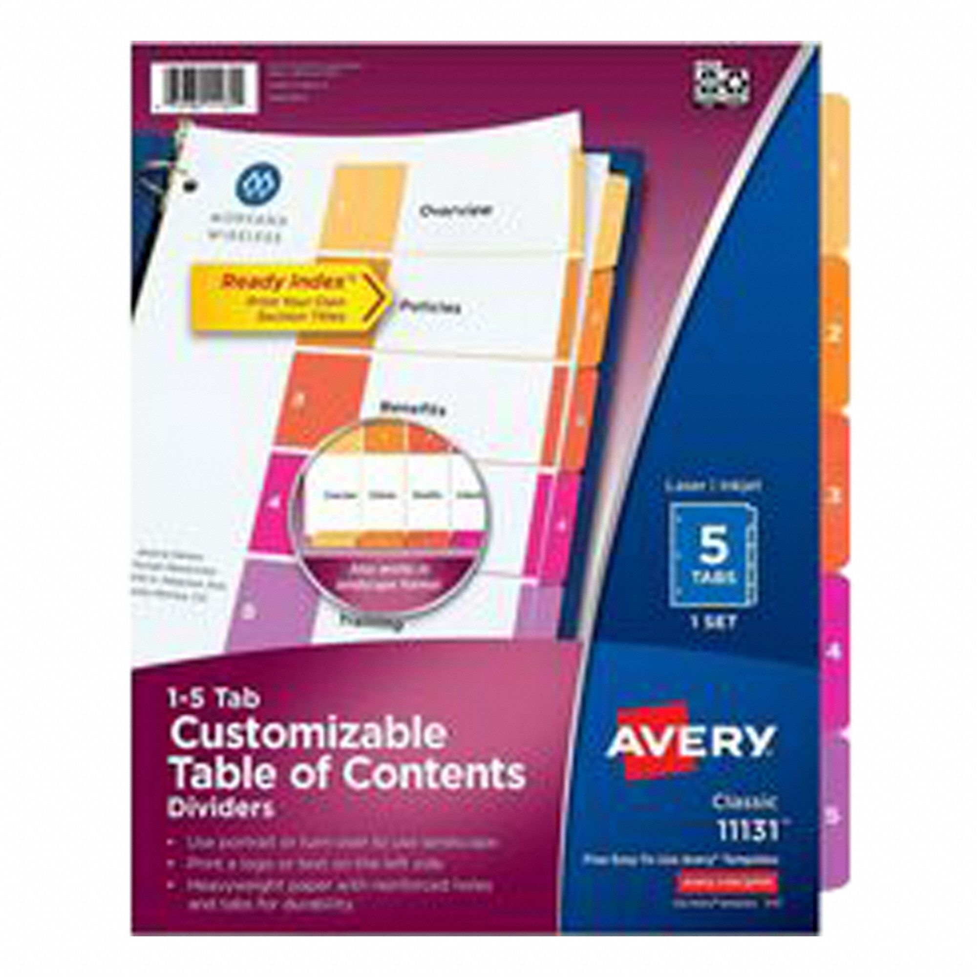 AVERY, 1 to 5 Tabs, 5 Tabs, Index Tabs - 410HP4|AVE11131 - Grainger
